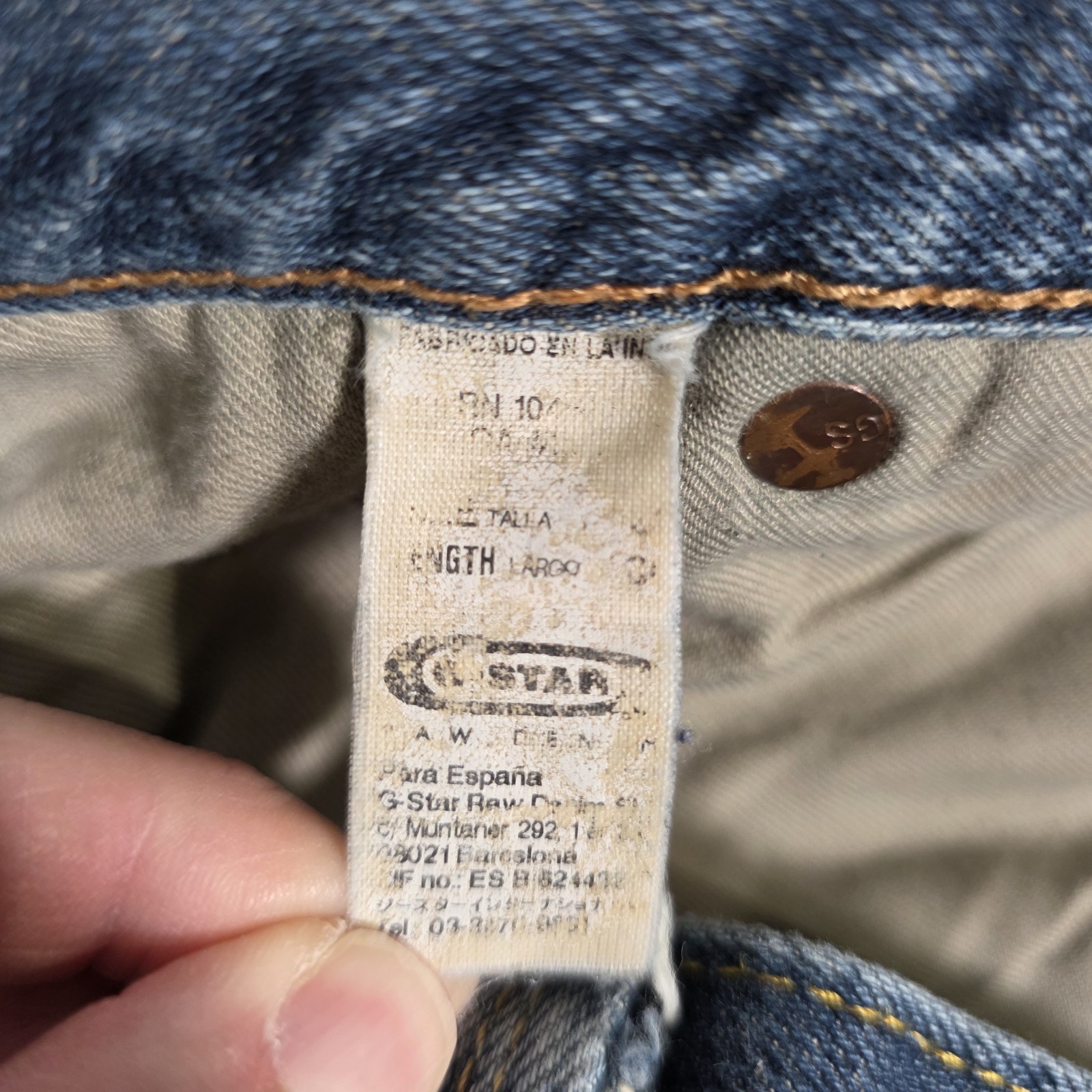 G Star Raw Jeans Mens 36×33 (Measured) Blue 3301 Straight Distressed Denim