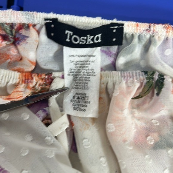 Toska Floral On/Off Shoulder Ruffle Slightly Sheer Long Slv Festivals Boho S
