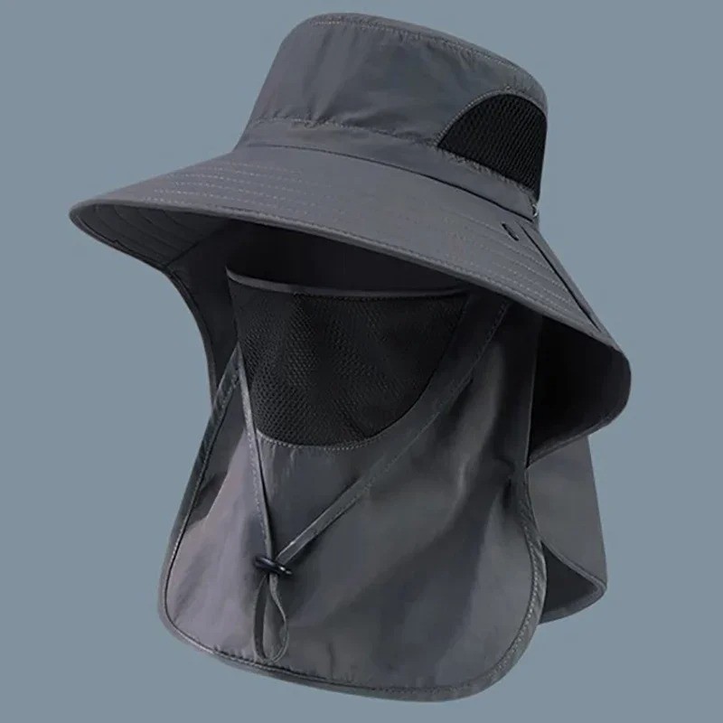 Wide Brim Sun Hat UV Protection Bucket Cap Hiking Camping Fishing Neck Flap