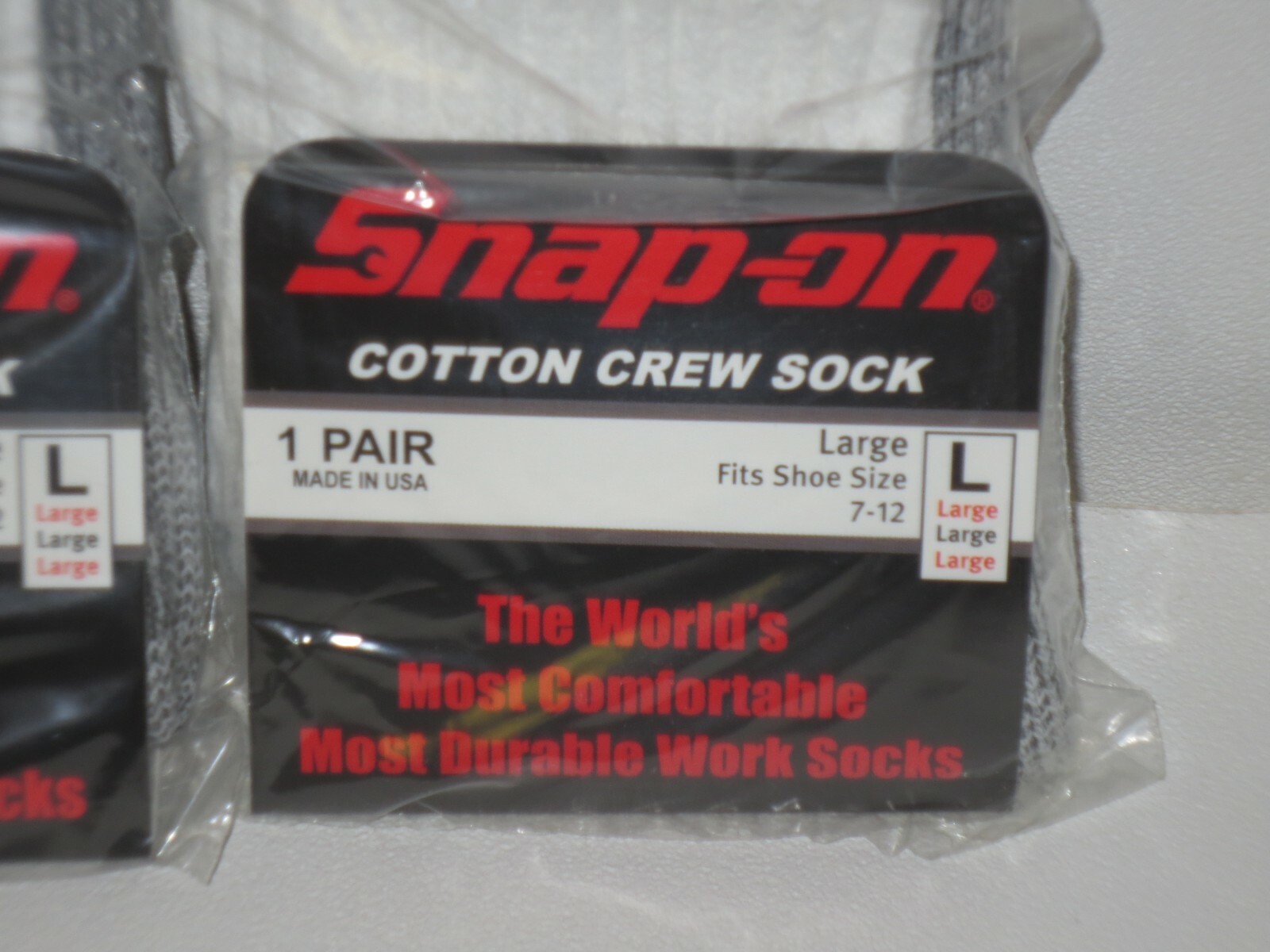 6 PAIRS Snap-On CREW Socks Men’s WHITE LARGE ~ FREE SHIPPING ~ MADE IN USA *NEW*