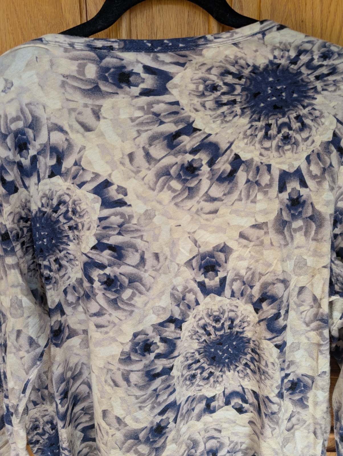 Simply Vera Vera Wang Purple Beige Floral Long Sleeve Round Neck Blouse XL