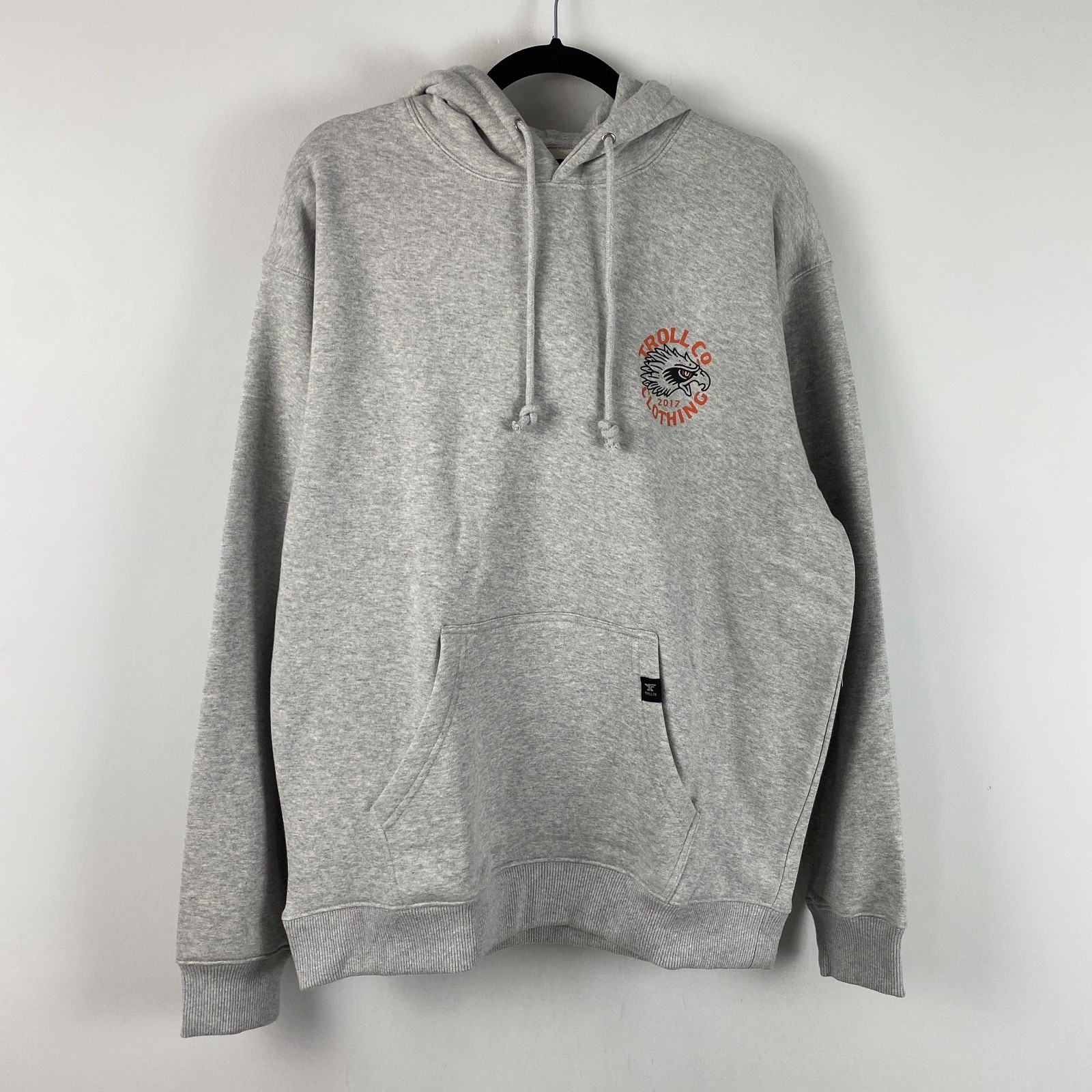 Troll Co. Eagle Eye Hoodie Mens Medium Gray Pullover Dirty Hands Clean Money