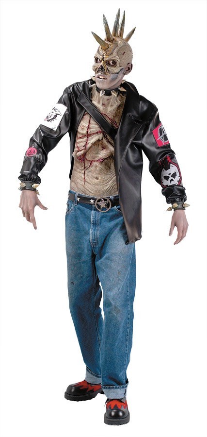VINTAGE Halloween Punk Zombie Costume Set Complete Outfit One Size Black/Red