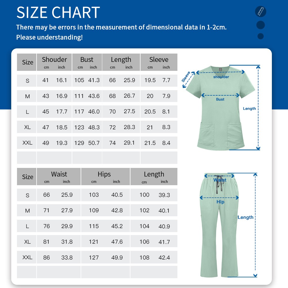 2025 Nursing Medical Scrub Set Flare Pants Drawstring Multi-pocket Comfortable