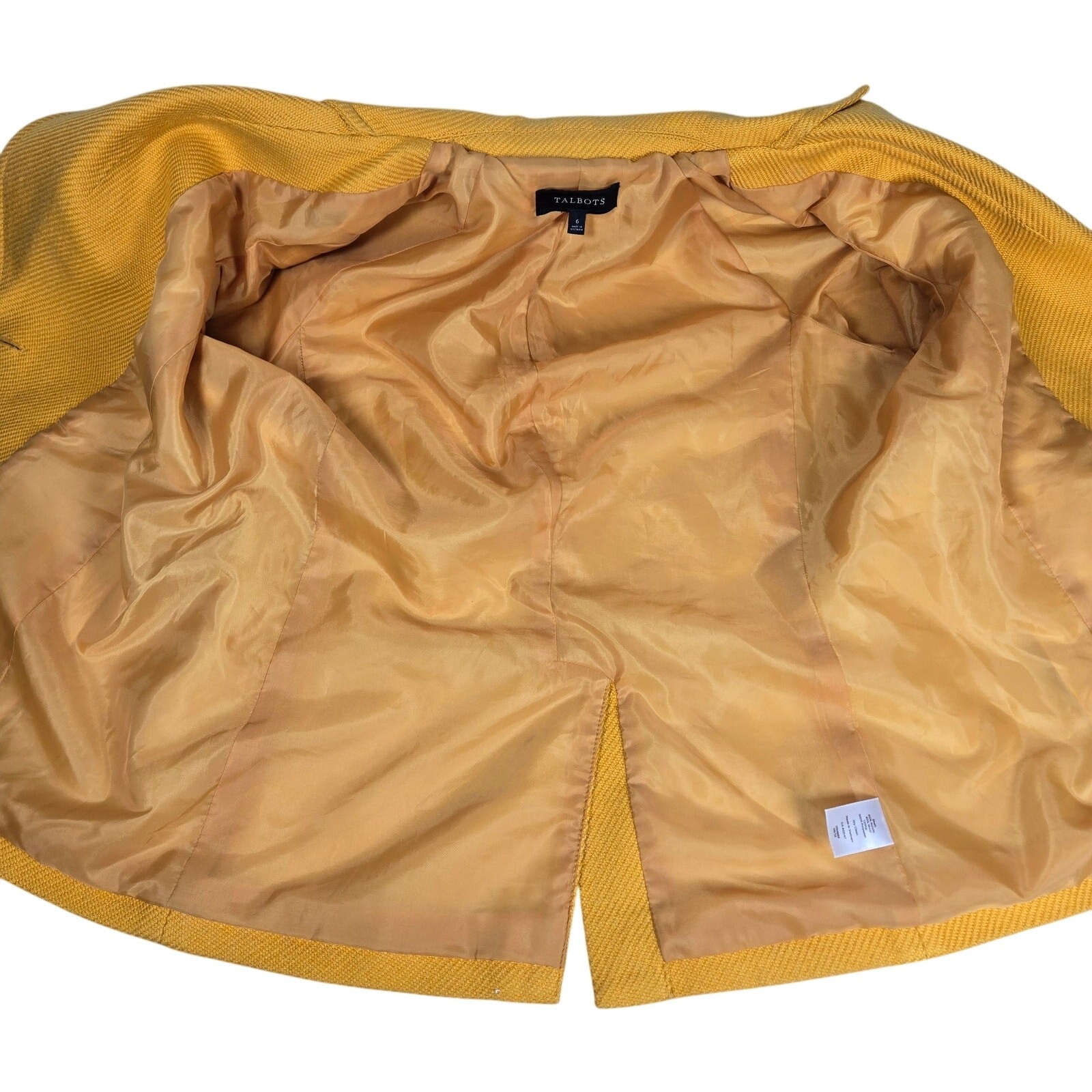 Talbots Womens Mustard Yellow Wool Blend Blazer Jacket Size 6