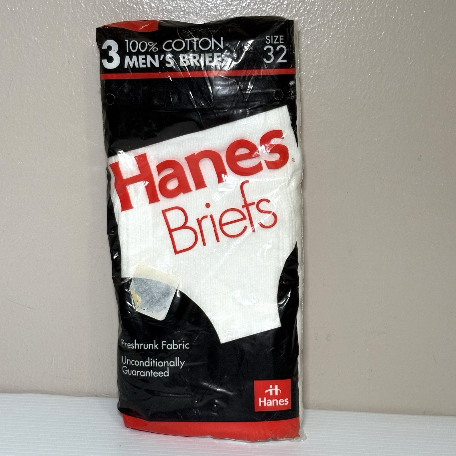 Vintage NOS 1992 Hanes Pre-Shrunk 100% Cotton Briefs Pack Of 3 Sz 32 BRAND NEW