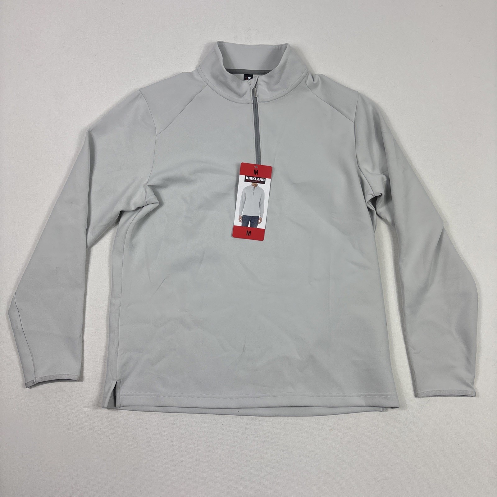 Kirkland Signature Men’s UPF 50+ Stretch 1/2 Zip Pullover, Gray Medium