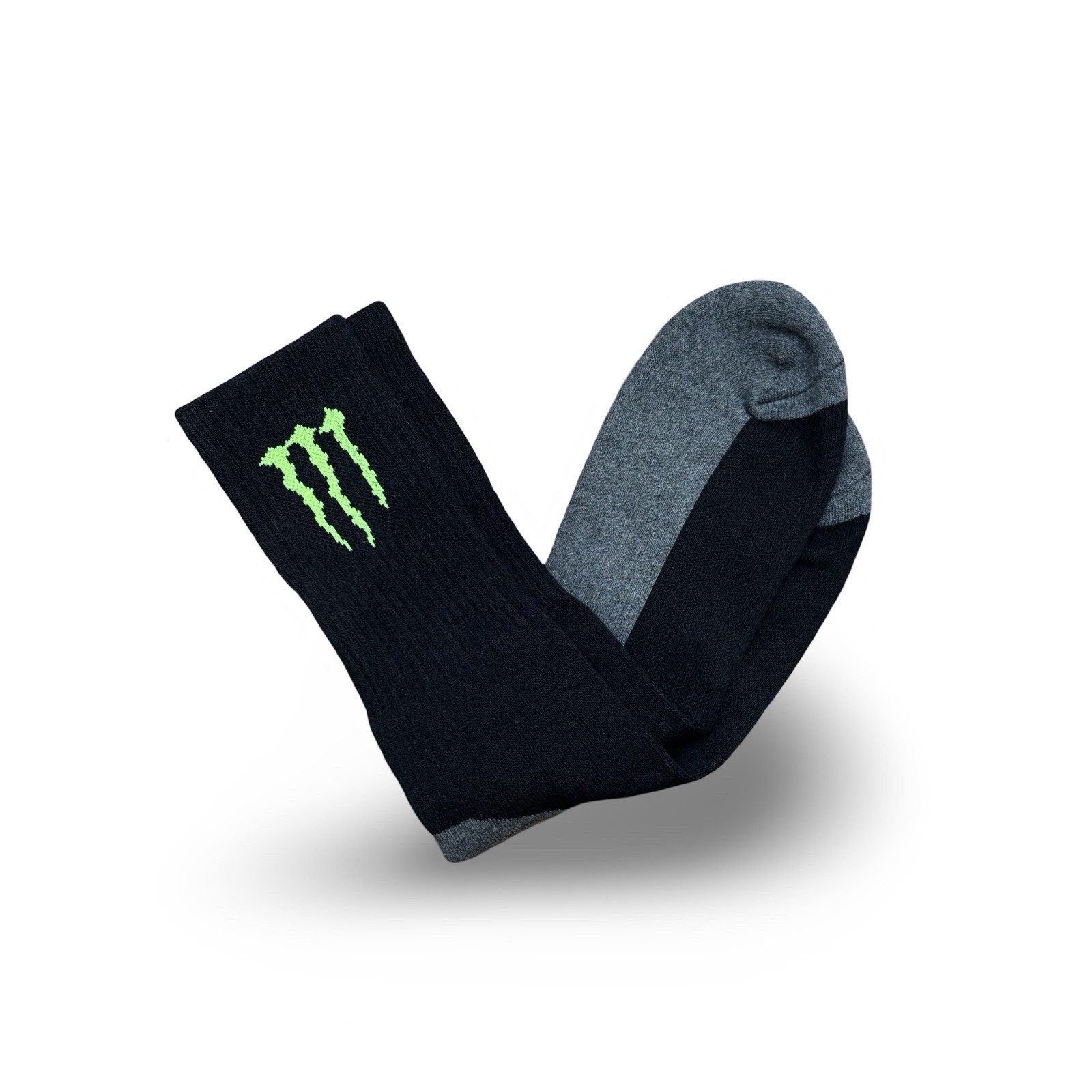 Monster Energy Black Crew Socks Nylon Polyester Blend NEW Skate BMX Sports