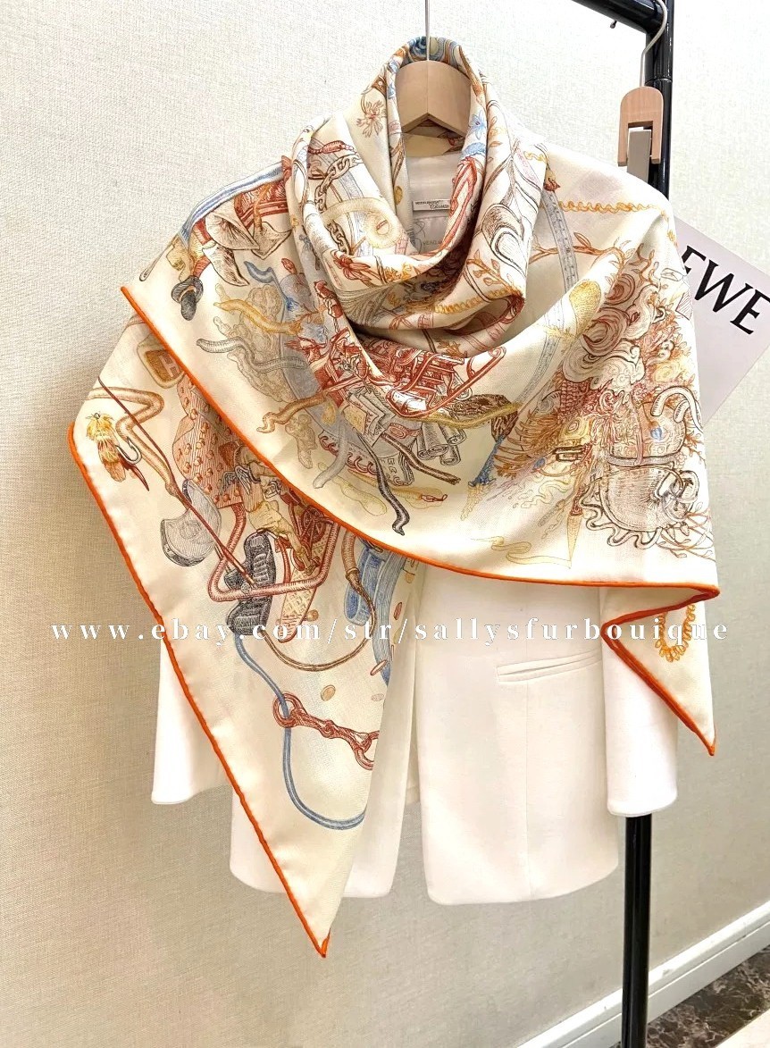 2026 Sallys 70% Cashmere 30% Silk Wrap Scarf Future Print Double Face Shawl 53″
