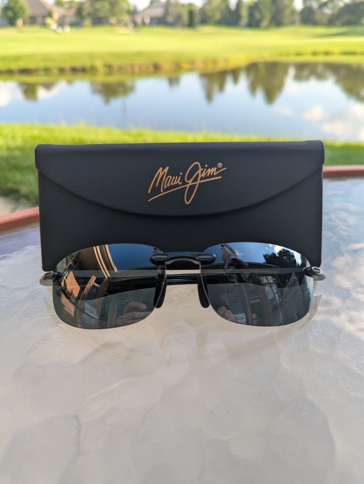 Maui Jim Ho’okipa MJ907-02 Rimless Neutral Grey Polarized Sunglasses Black Case