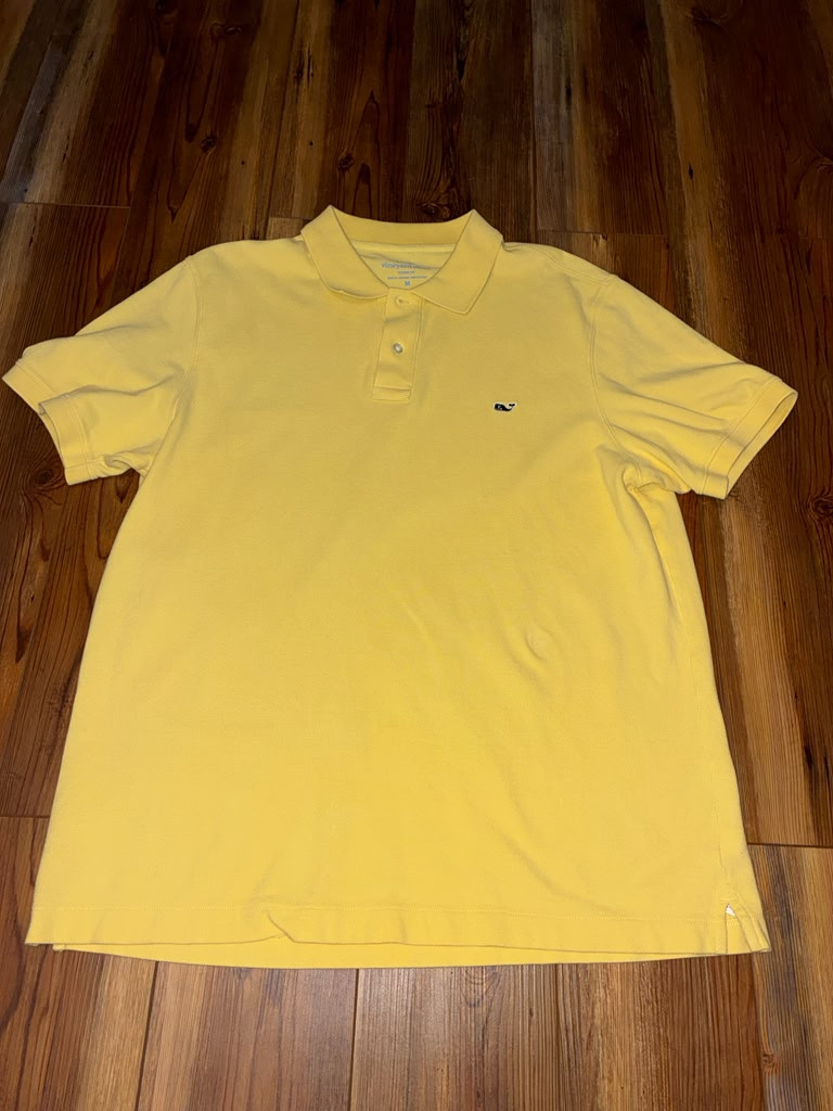 Vineyard Vines Men’s Medium Yellow Polo Shirt Whale Logo Casual Golf 🔥 FASTSHIP