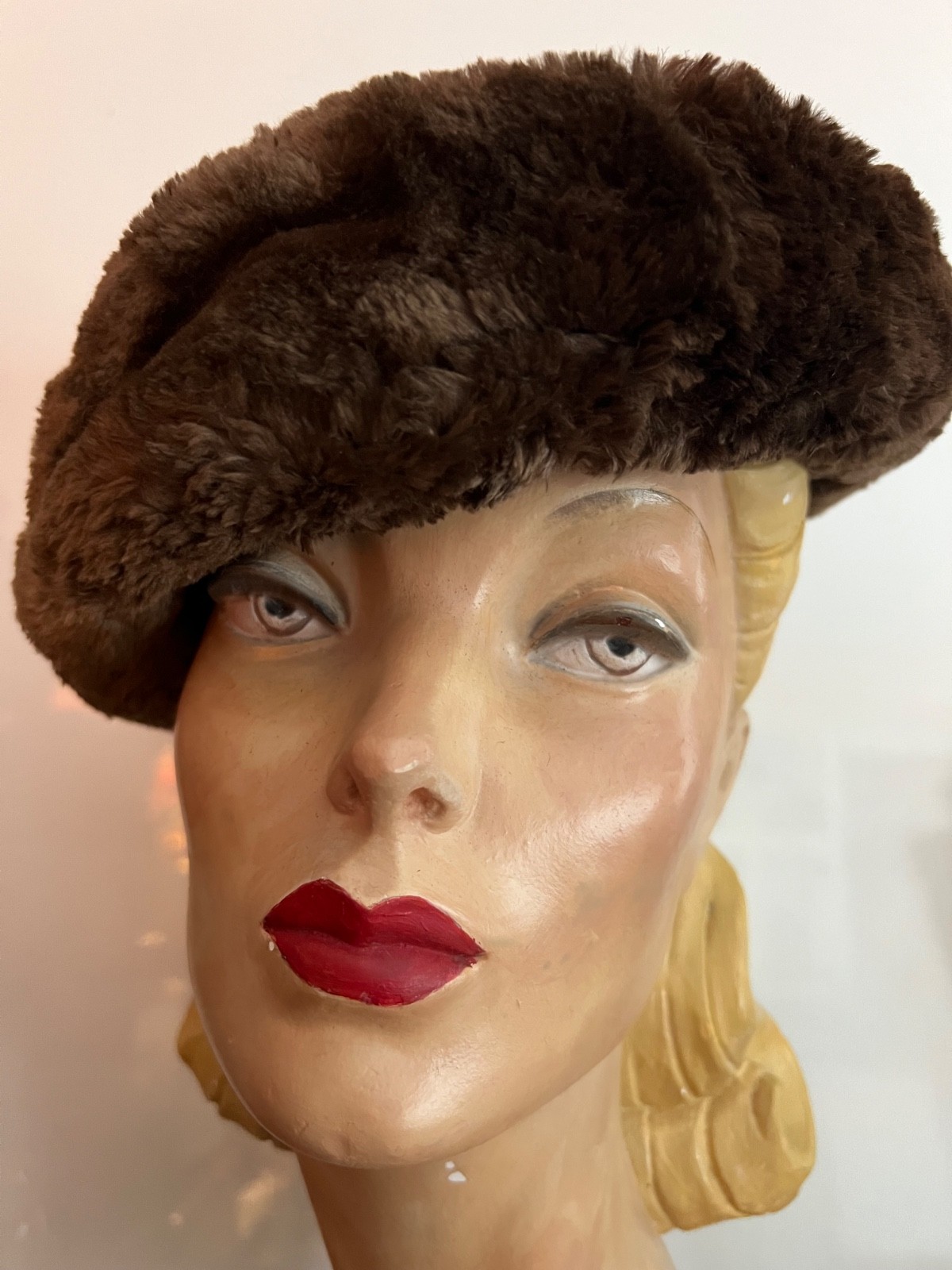 Vintage Round Real Fur and wool Hat , STYLISH, tassel.