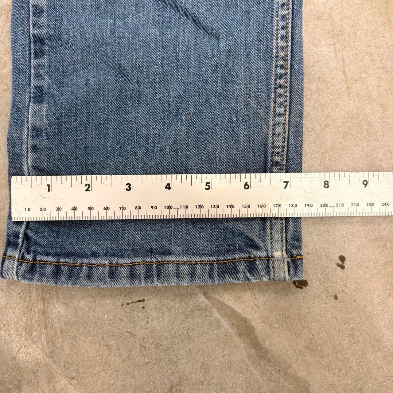 Levis 505 Straight Leg Distressed Faded Light Wash Jeans Blue 34×30