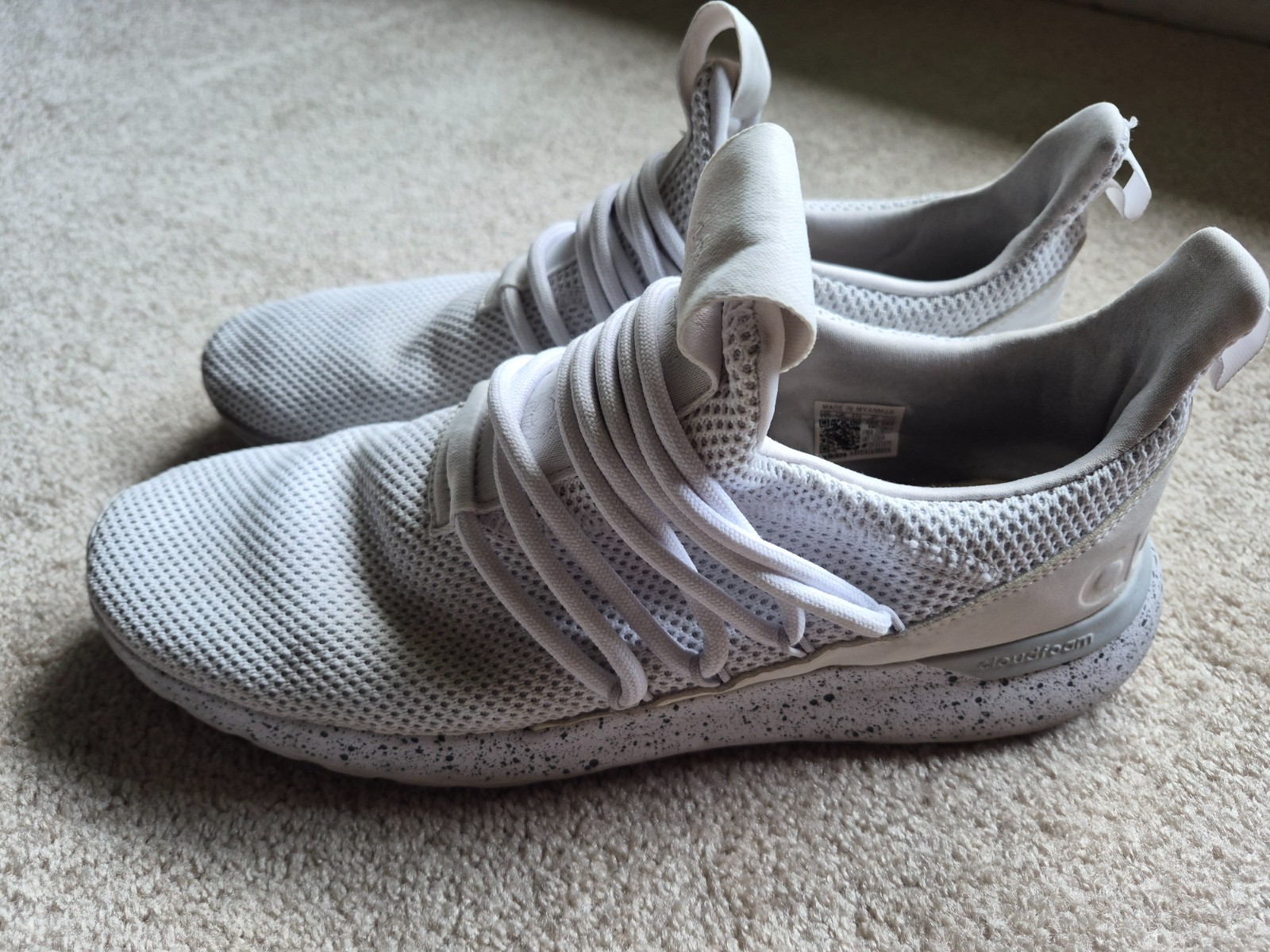 Adidas Lite Racer Adapt White Slip On Running Shoes Used 11.5