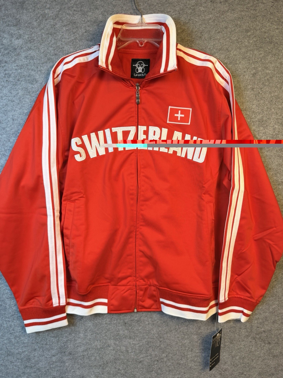 Ghast Track Jacket Mens XL Red Switzerland Flag Full Zip