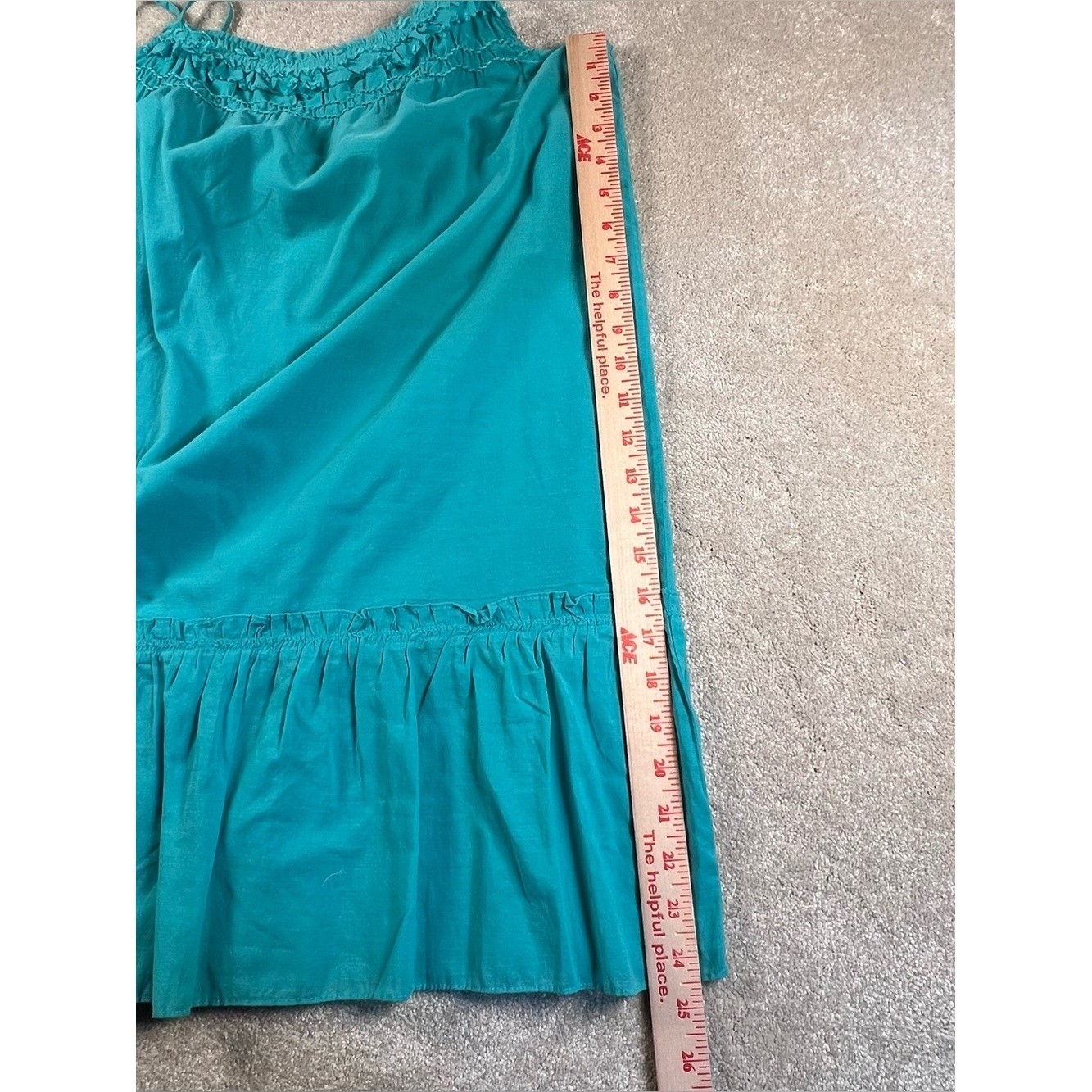 Loft Sun Dress Turquoise Short Sleeveless Ruffles Cotton Blend Women’s Medium