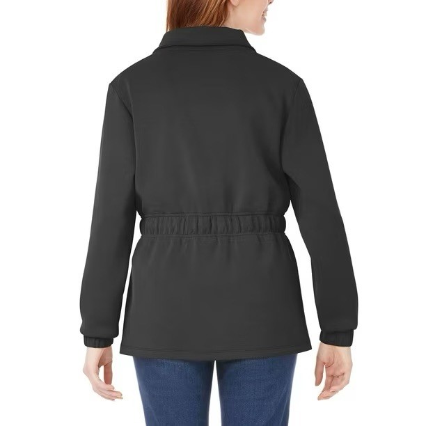 Member’s Mark Sandwash Jacket Black XL Relaxed Fit Drawcord Waist Pockets Mock …