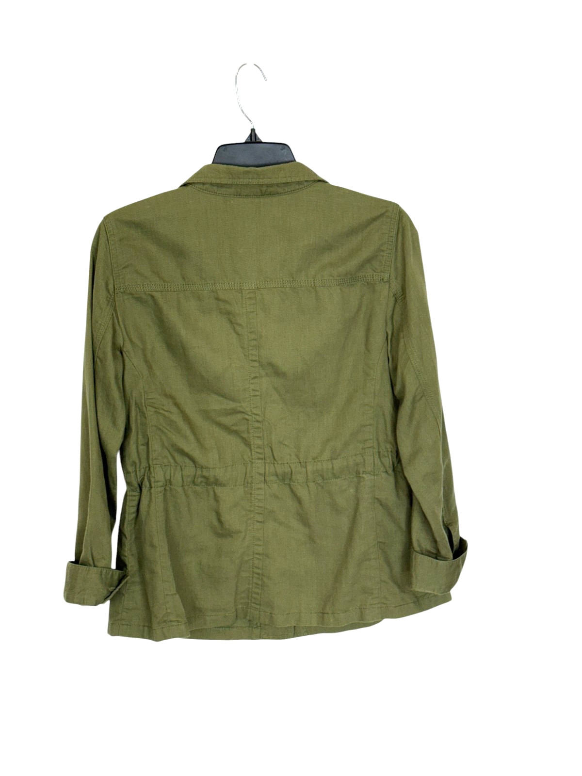 Talbots jacket sz Sp olive green military utilitarian safari cotton linen blend