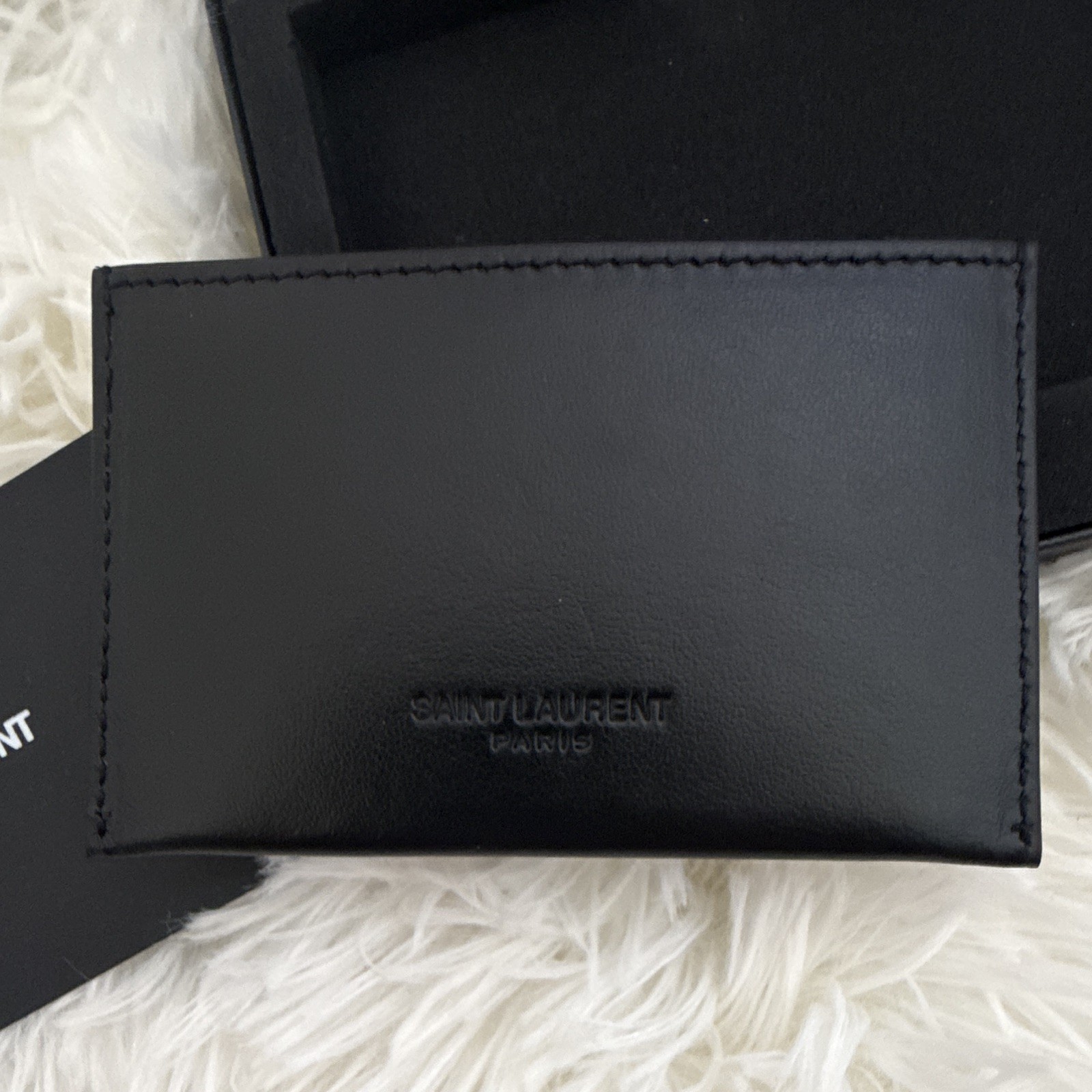 Saint Laurent Black YSL Logo Cardholder Card Wallet for Women w/ Box Dust Bag