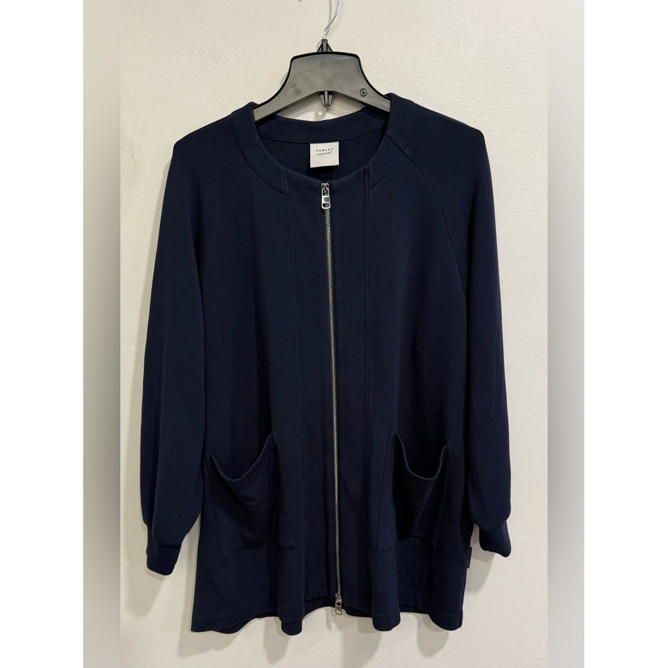 Varley Evereve Sweatshirt Jacket Women Augusta Zip Through Navy Doublesoft Sz M
