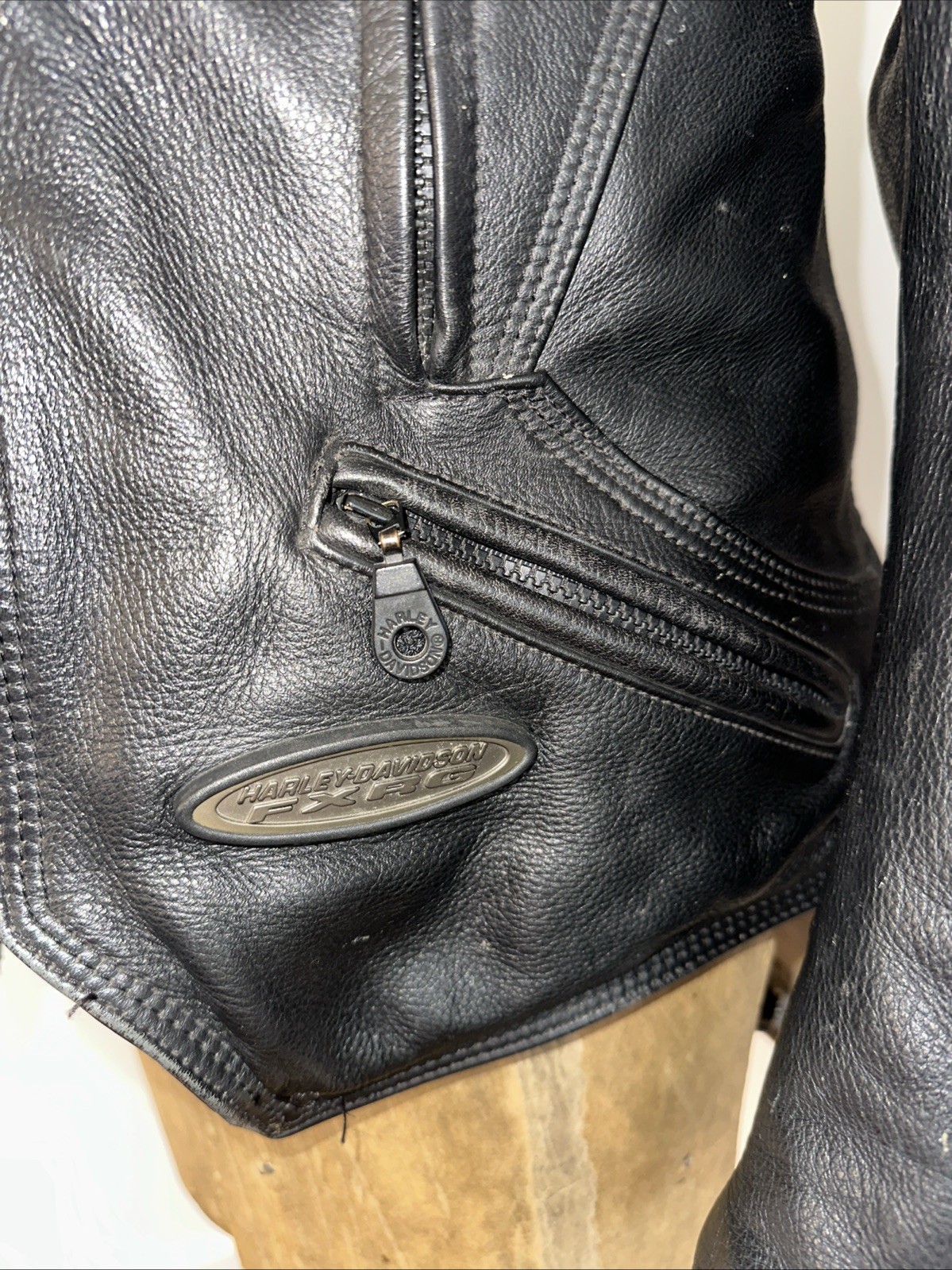 Harley Davidson FXRG Series 1 Black Leather Motorcycle Riding Jacket Size S