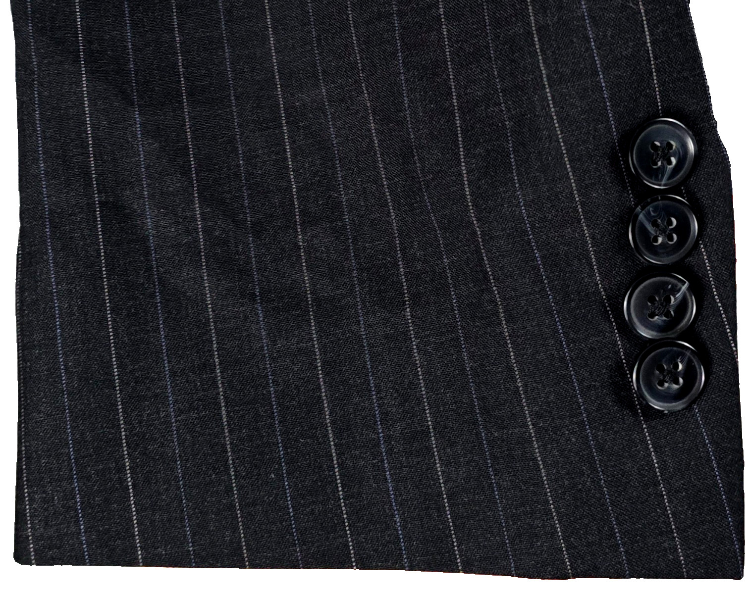Samuelsohn SB Austin Cashmere & Super 120’s Wool Sport Coat Black Pinstriped 46R