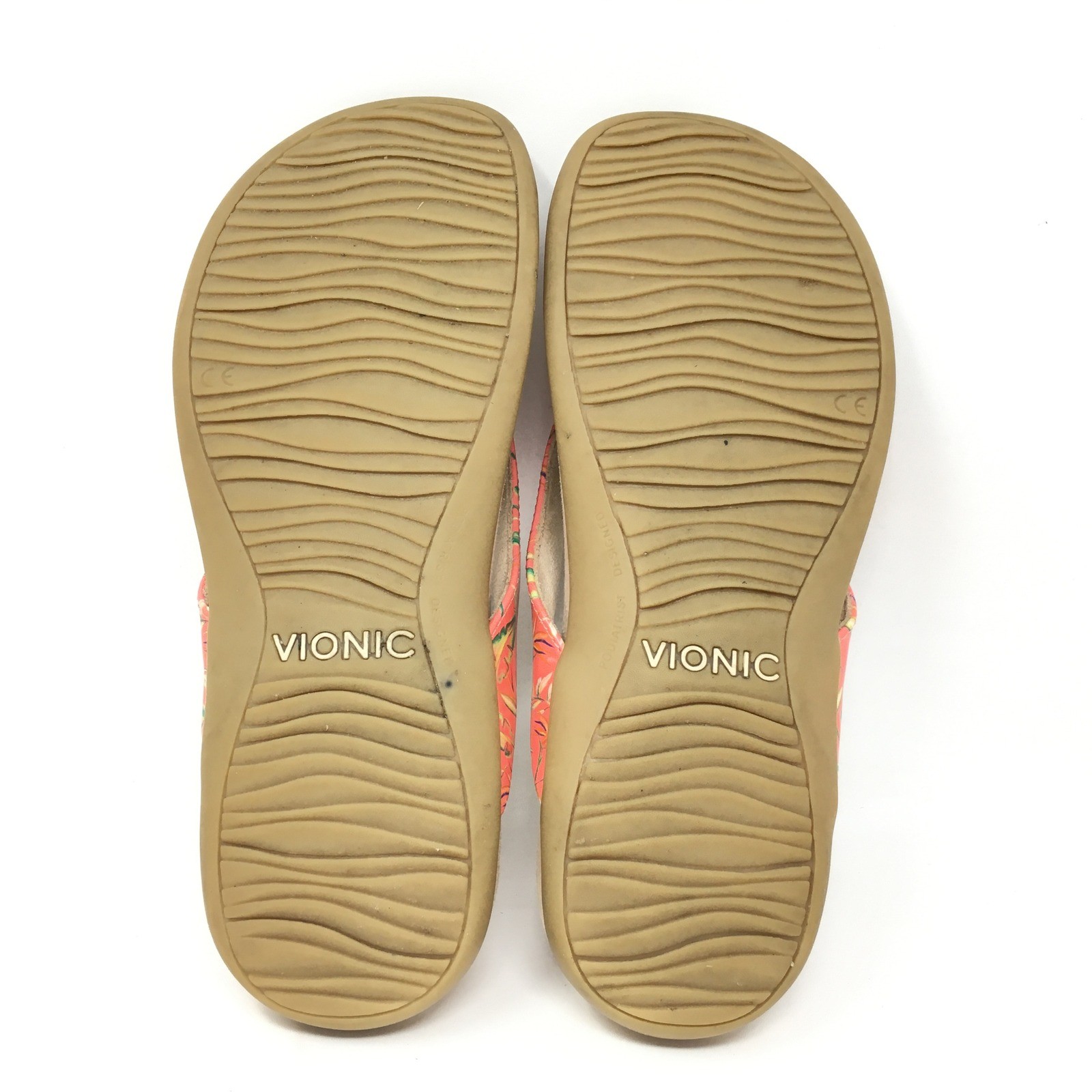 Vionic Bella II Flip Flops Sandals Shoes Womens Size 7 Pink Green Floral Ortho