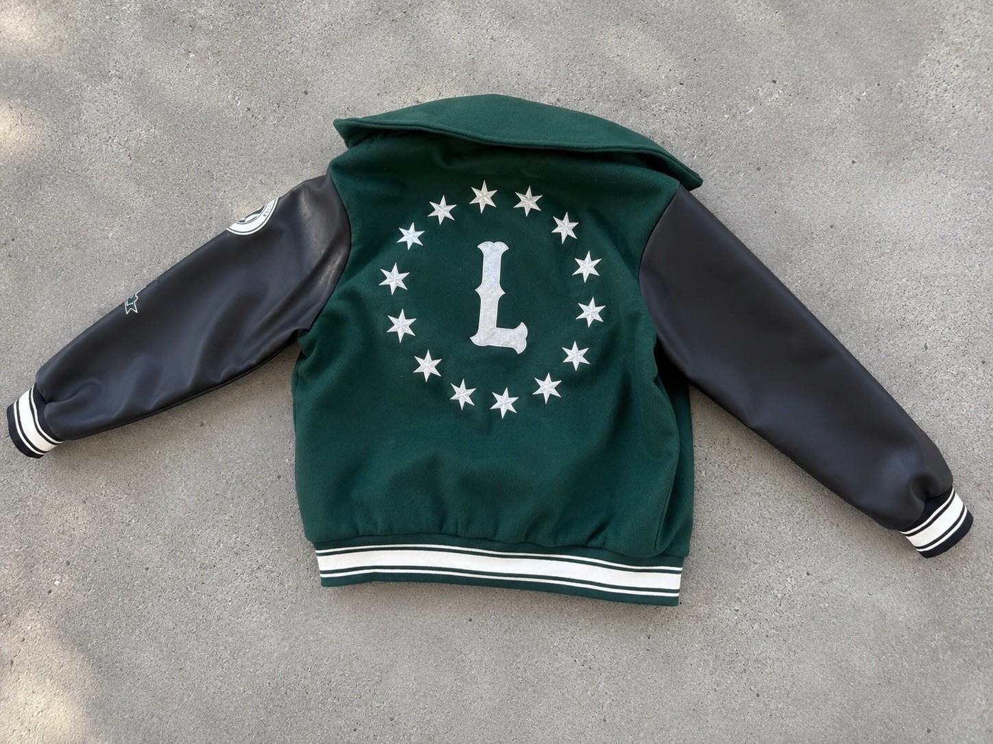 Men’s Lollapalooza Letterman Jacket size Medium Black/Green