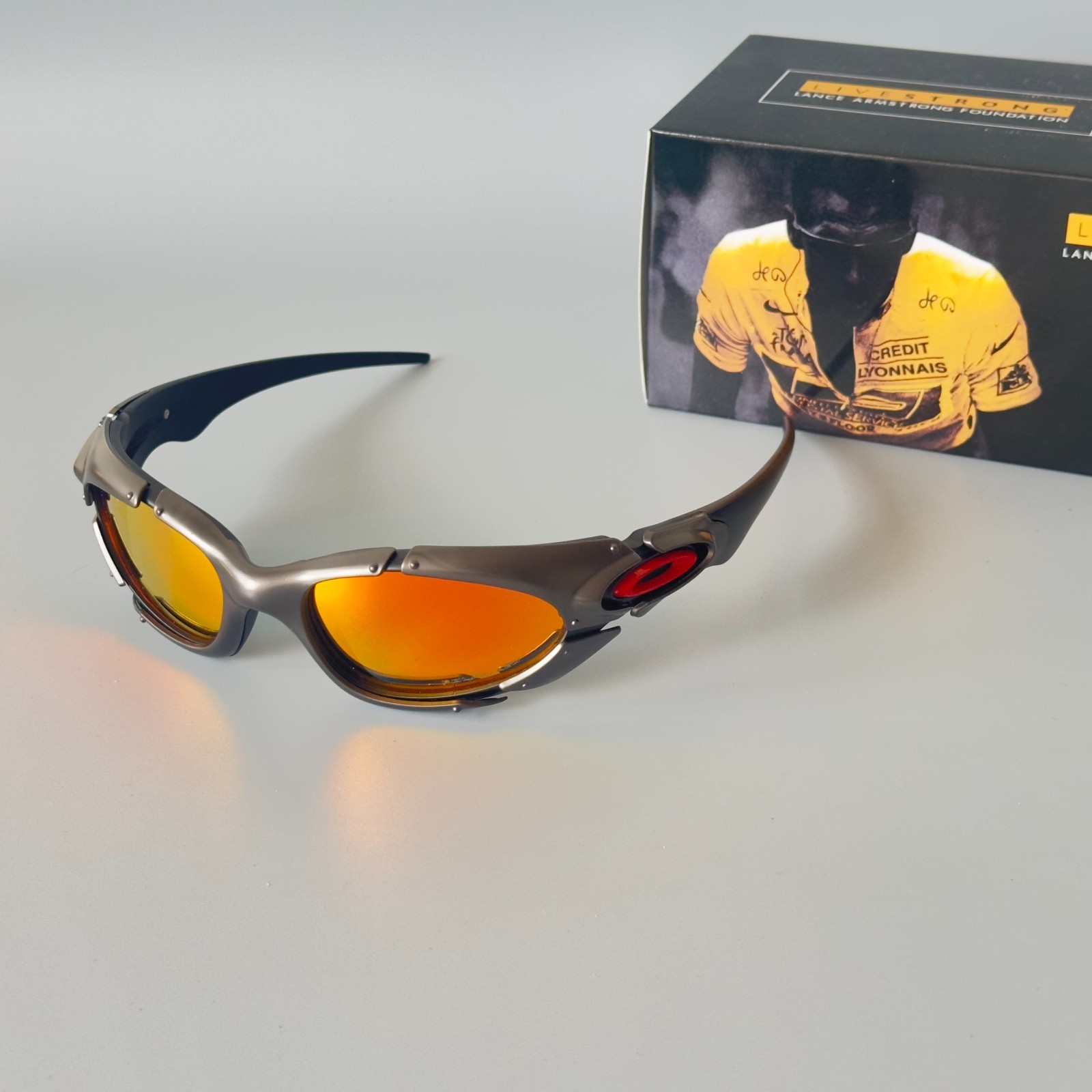 Oakley Plate Vintage 90s Silver Orange Glasses Outdoor Polarized Y2K GorpCore
