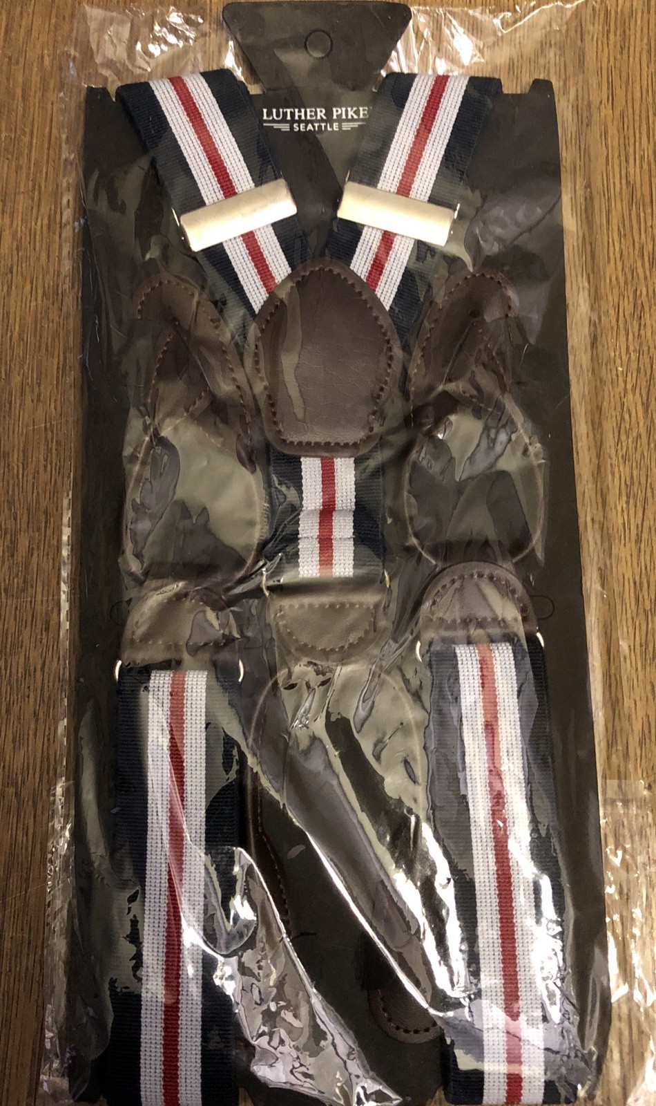 Luther Pike Seattle men’s suspenders Striped Red, White And Blue 1.25″ wide