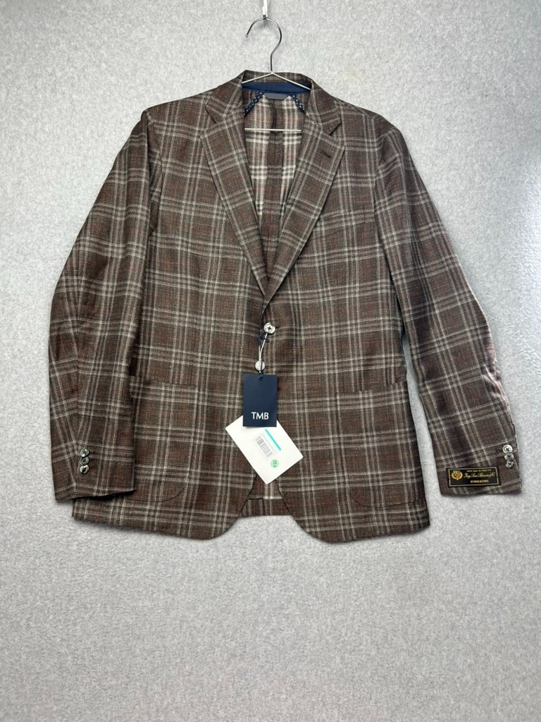 TMB Loro Piana Plaid Unstructure Tasmaniang Wool Silk Linen Blazer US 42/EU 52*