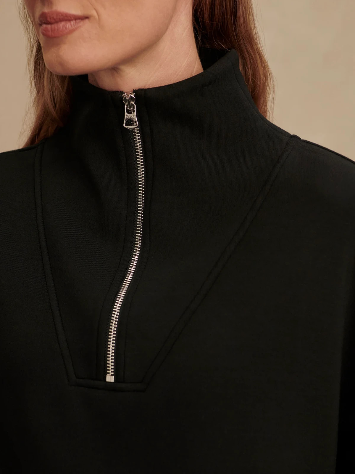 Varley Hawley Half-Zip Sweat in Black, Size X-Small