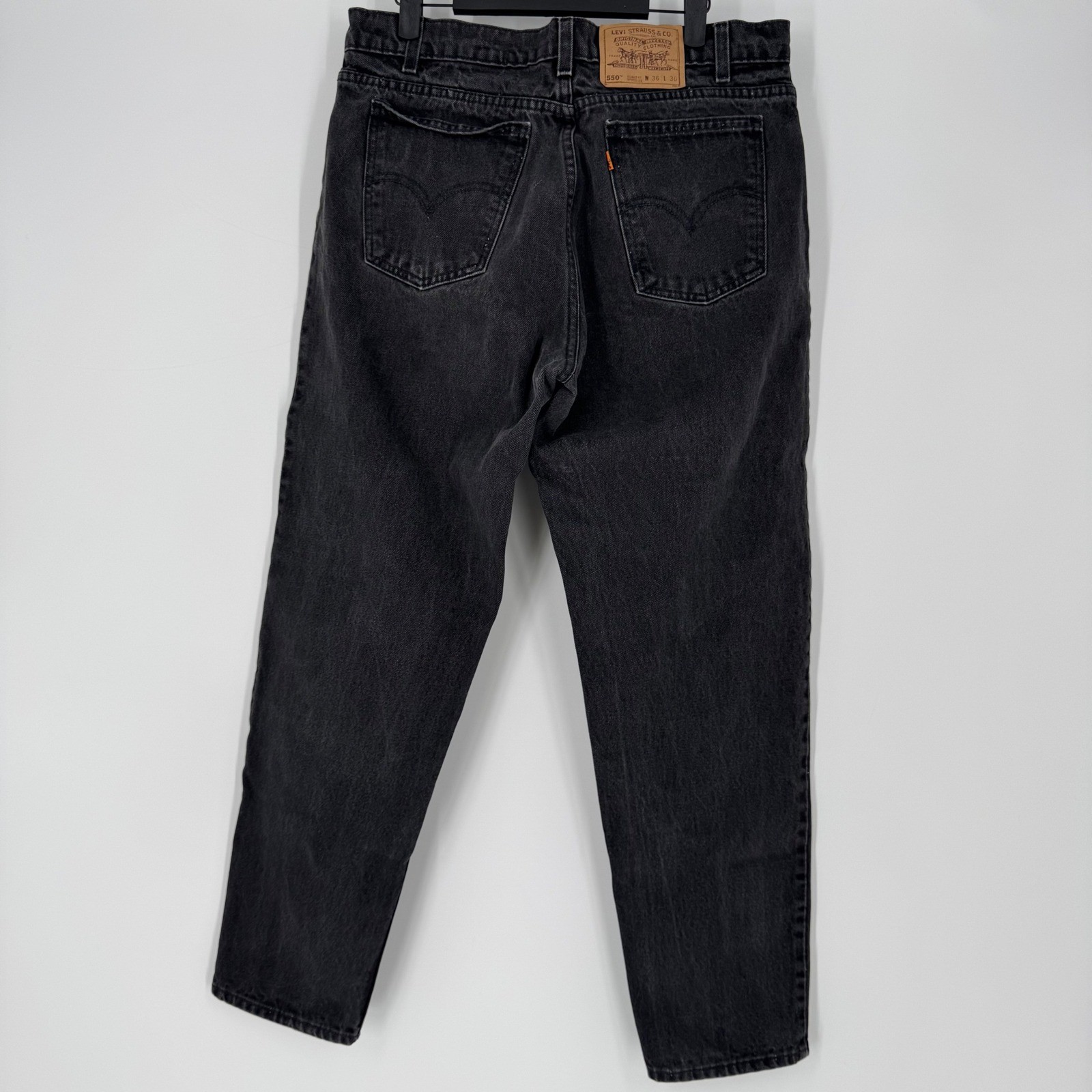 Levi’s 550 Relaxed Fit Black Jeans USA Made Orange Tab W36 L30
