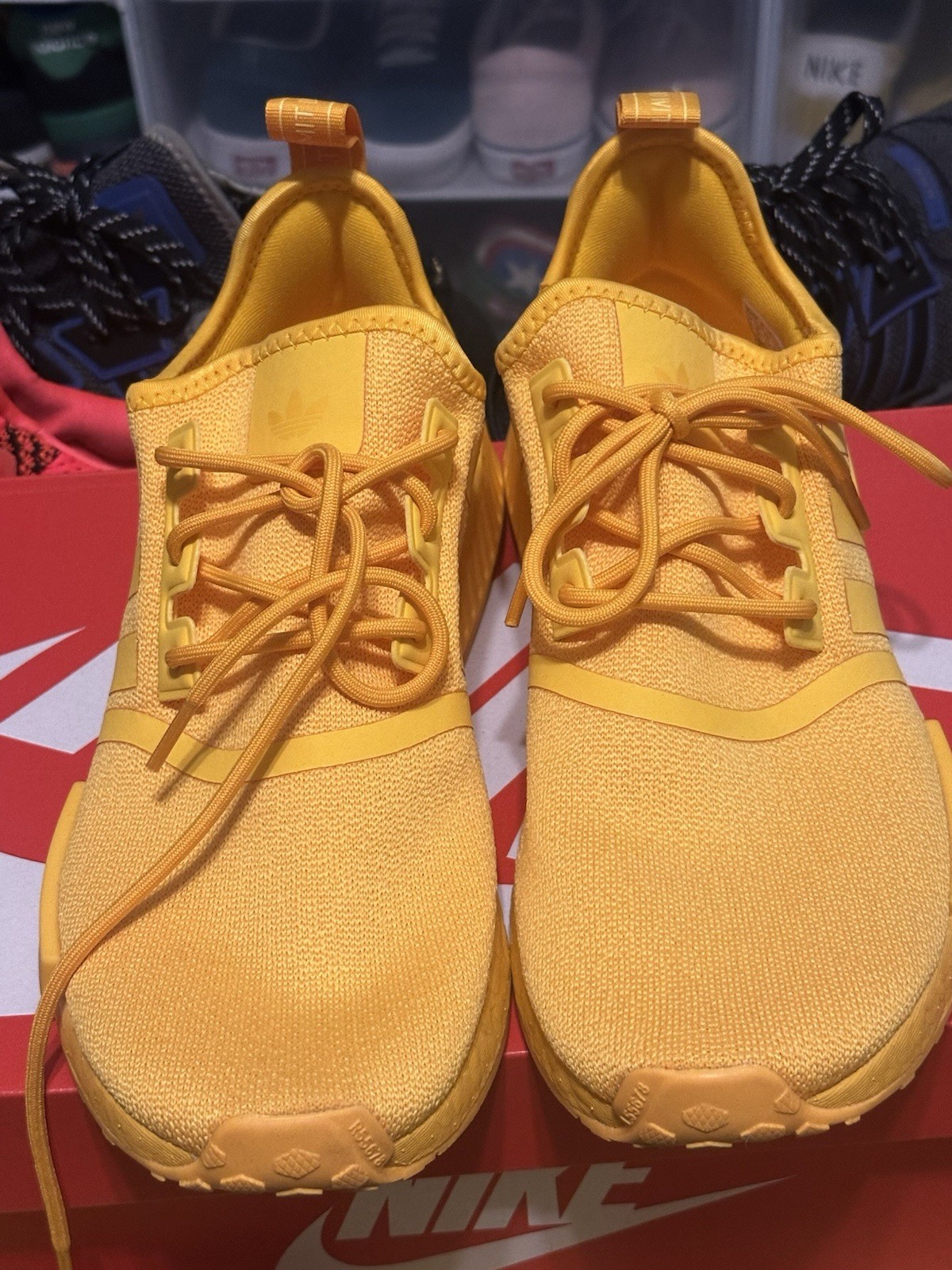 adidas NMD_R1 Boost Men’s Low Top Lace-Up Textile Sneakers HP7826 Yellow