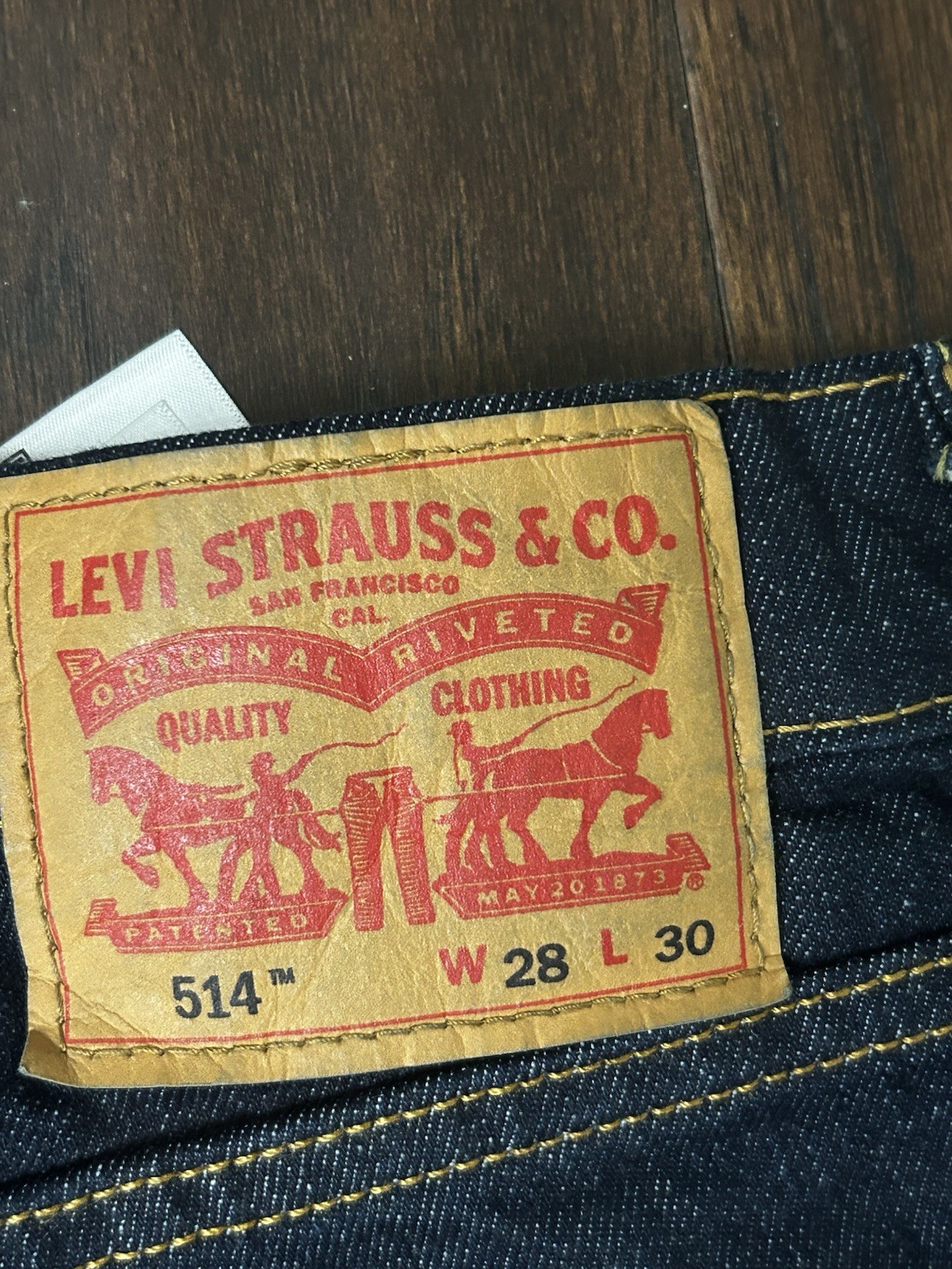 Levi’s Straight Jeans Dark Blue Denim Button Zip Logo Accents Regular Fit