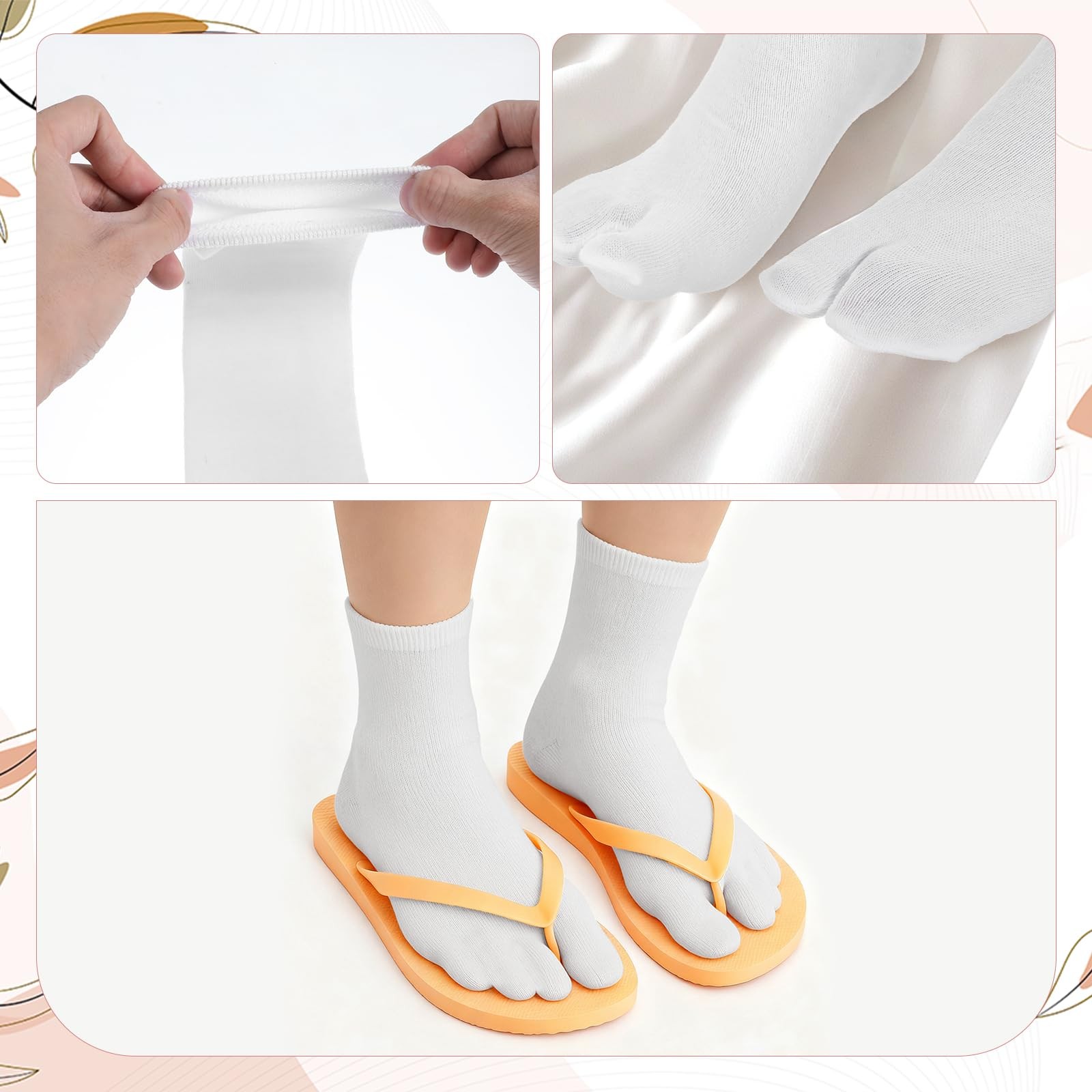 DOPENSPI 4 Pairs Japan Tabi Socks US 5-11 Size for Small Feet, 5-11, White
