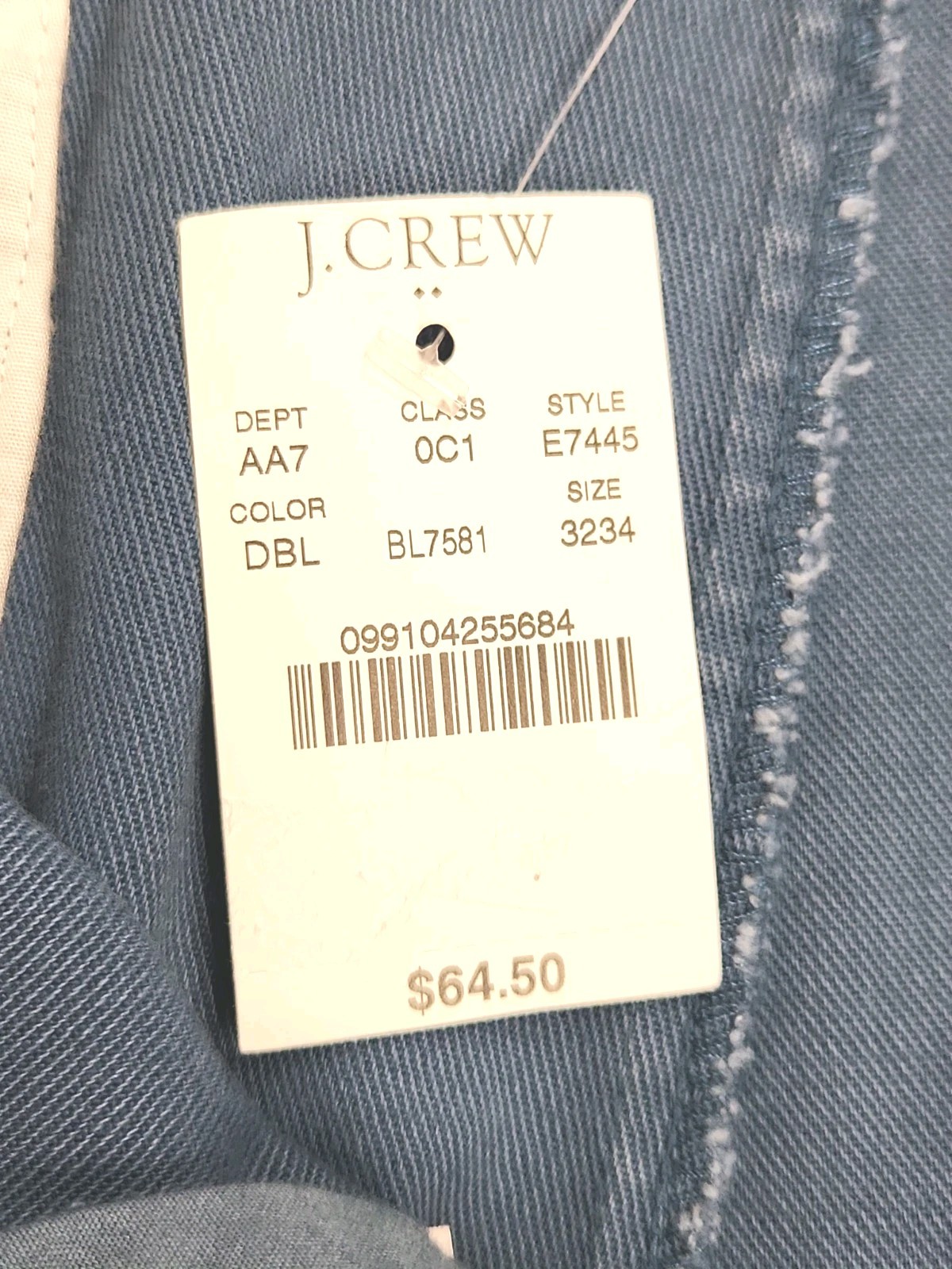 J. Crew The Sutton Men’s Chino Pants*Blue*Size 32×34*Slim Fit*New With Tags