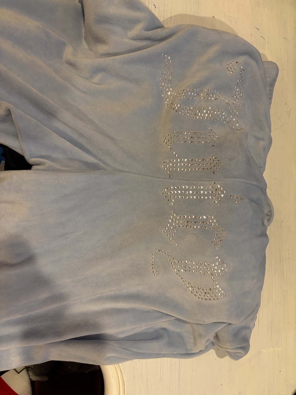 Juicy Couture Sleepwear Velour Pajama Set Ice Blue Rhinestone Bling Sz Small