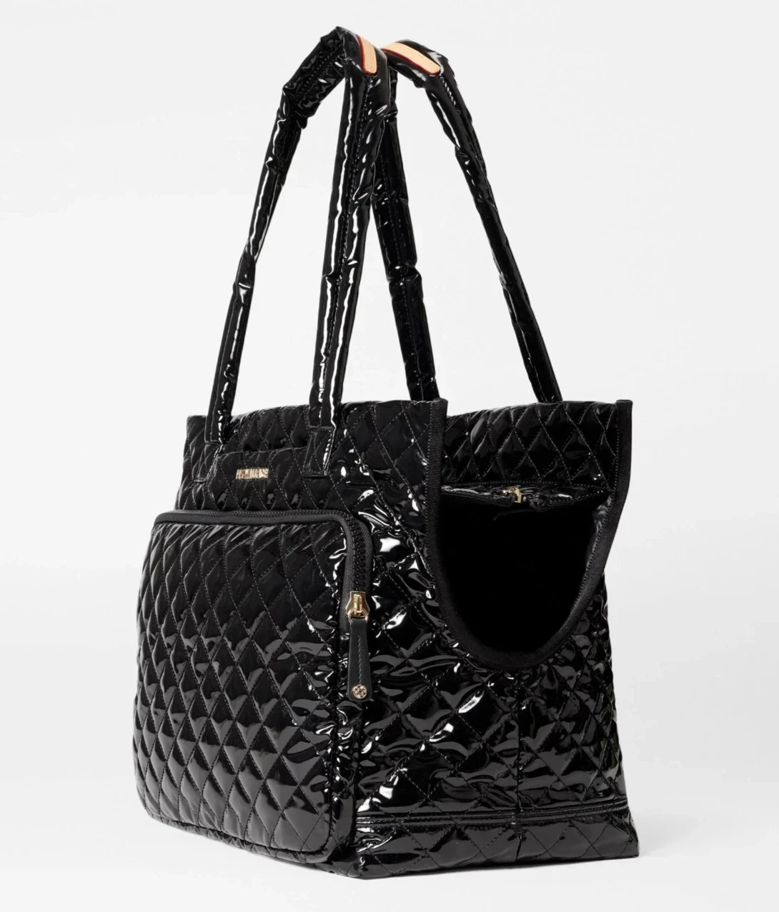 MZ WALLACE Metro Dog Carrier Tote Shoulder Bag ~NWT~ Quilted Black Lacquer