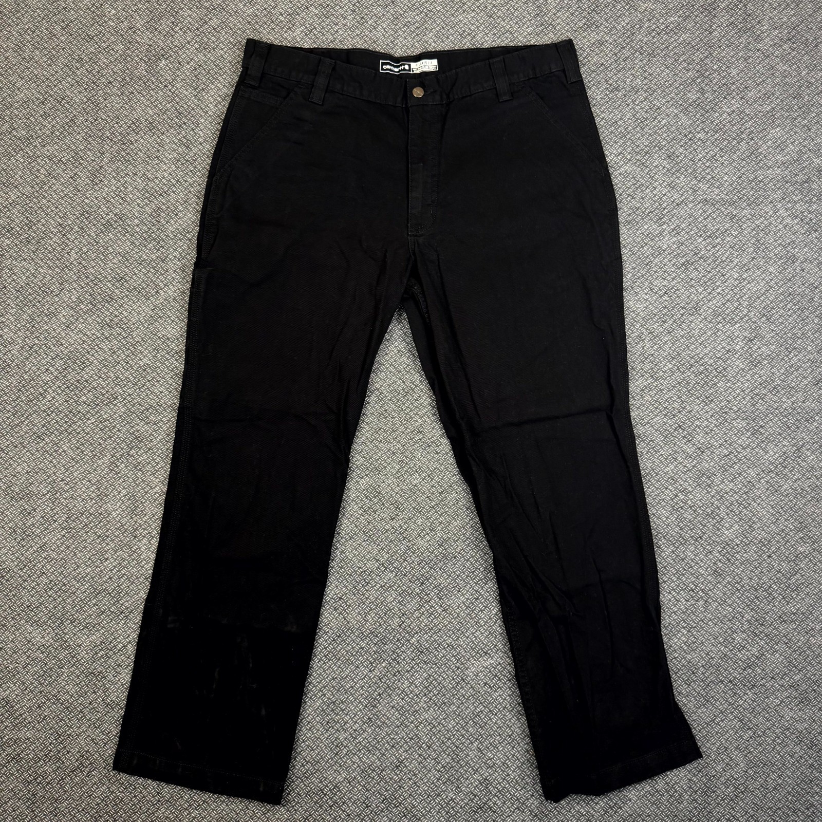 Carhartt Utility Work Pants Men 38×30 Black Relaxed Fit Hammer Loop Straight Leg