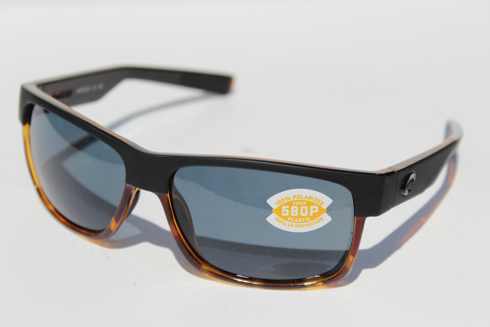 COSTA DEL MAR Half Moon 580P POLARIZED Sunglasses Matte Black Tortoise/Gray NEW