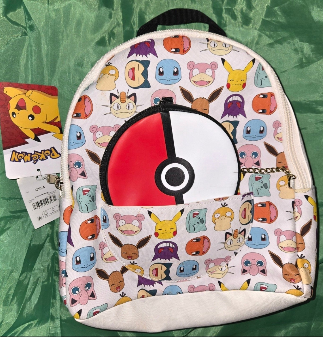 Pokémon Mini Backpack White All-Over Character Print w/ Poké Ball Coin Pouch