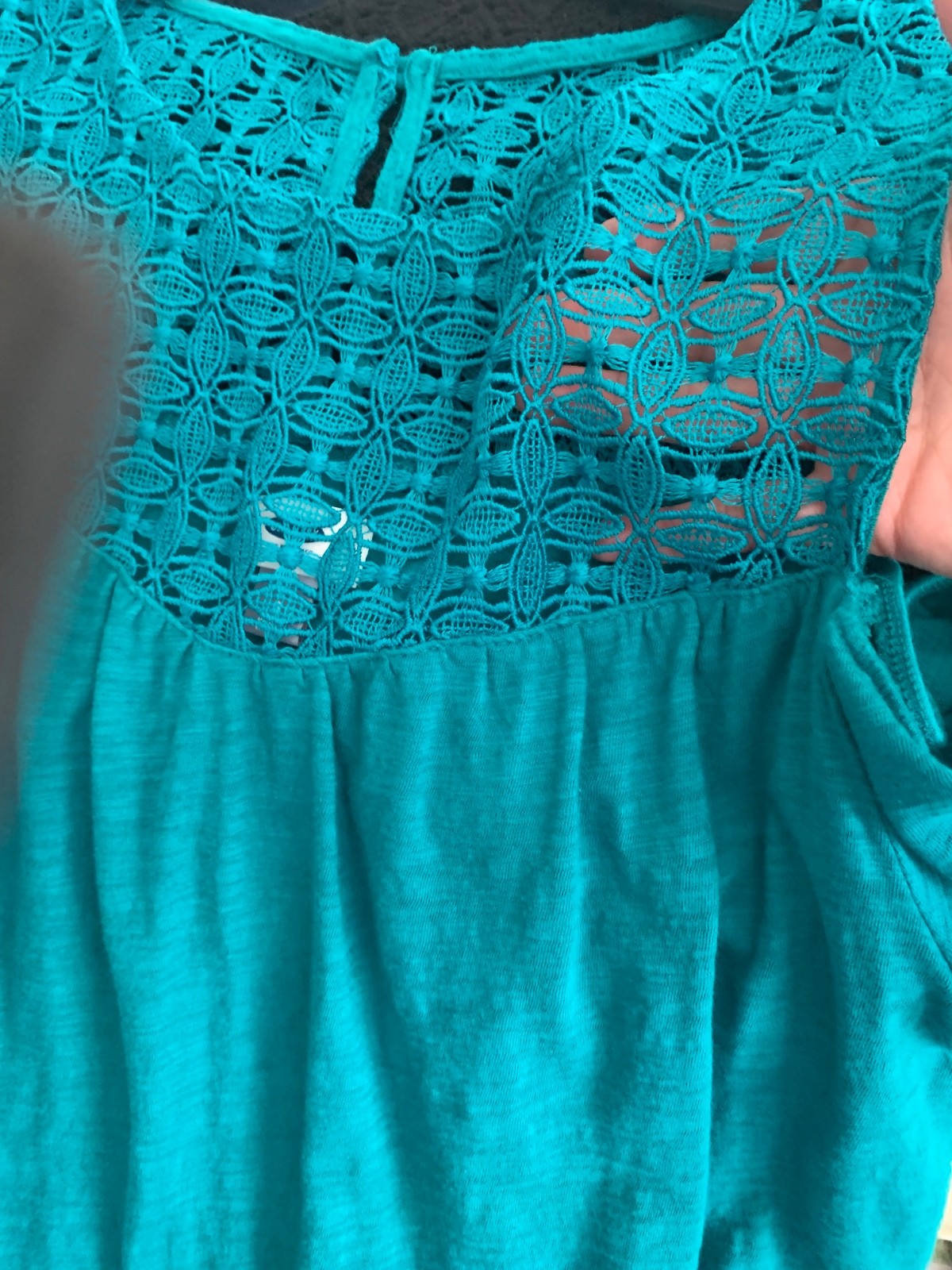 Old navy teal green cold shoulder lace top size large
