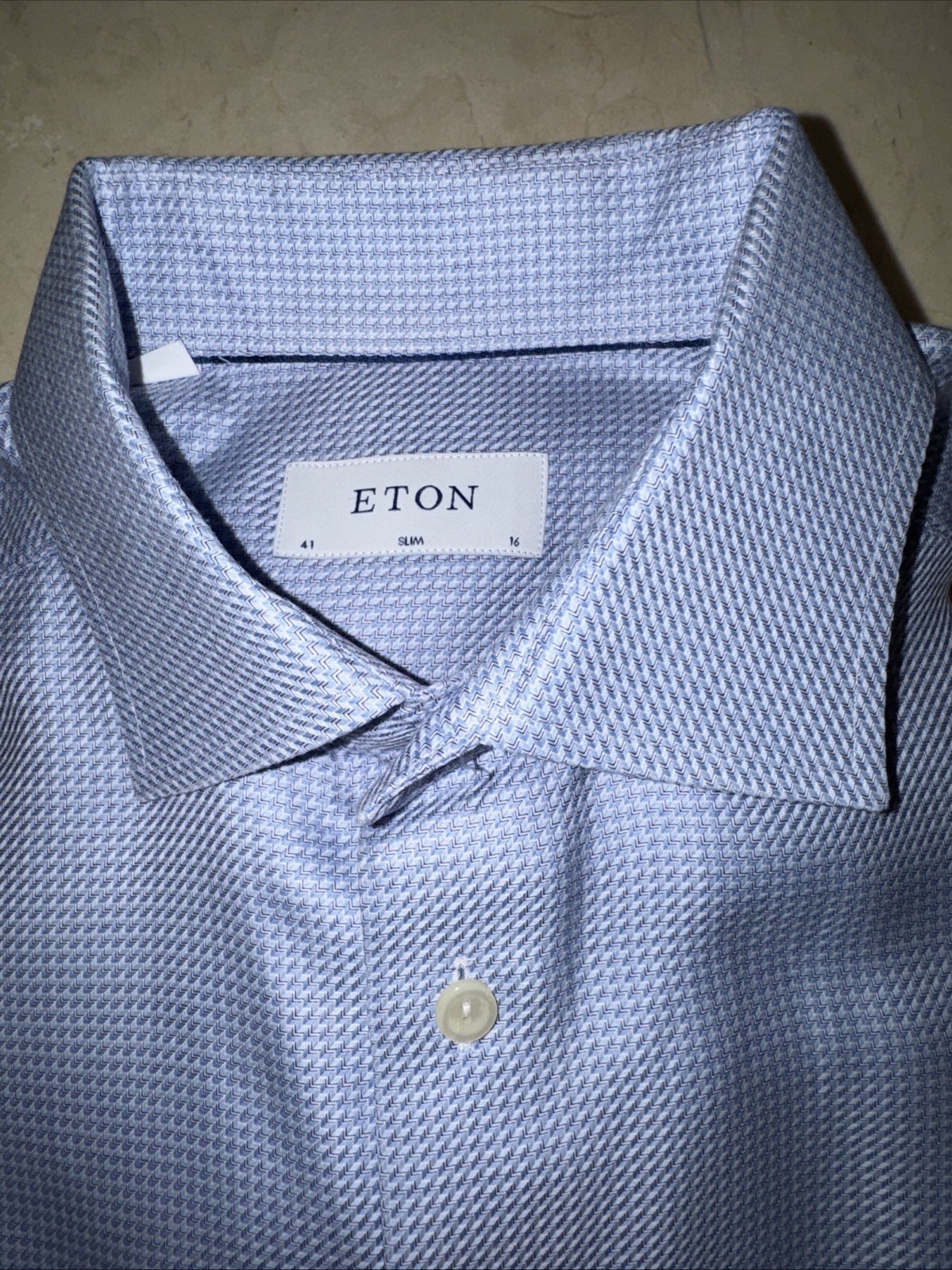 ETON MENS BLUE PREMIUM COTTON SLIM-FIT DRESS SHIRT SIZE 16/34-35 $270