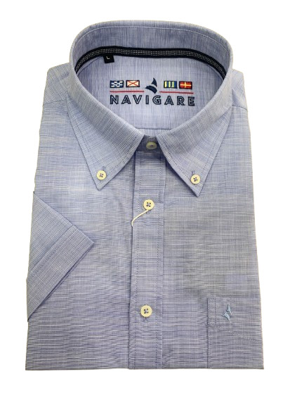 NI3111 NAVIGATE FLAMED COTTON SHIRT BUTTON-DOWN HALF SLEEVE SOLID COLOR