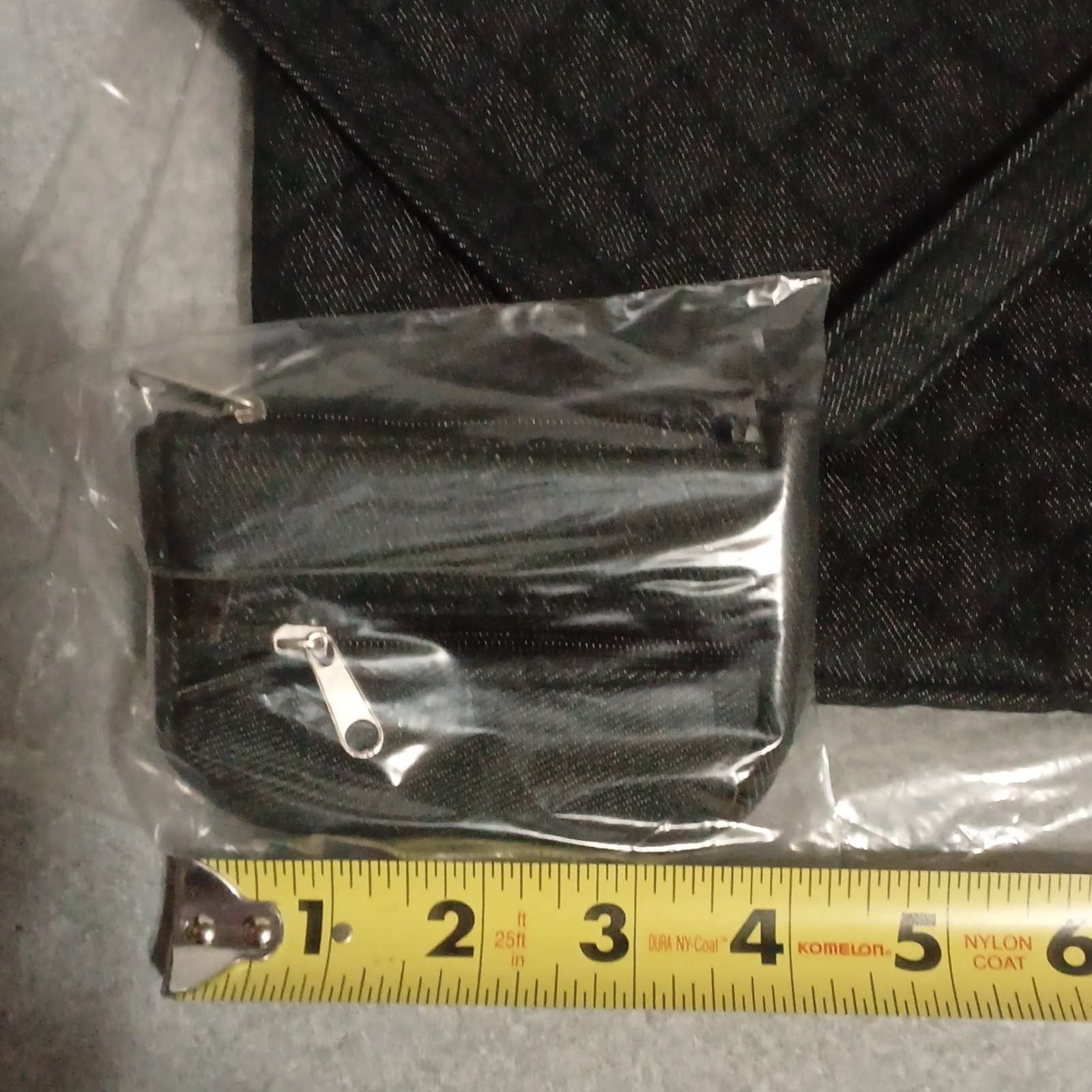 Black Quilted Shoulder Bag, Zip, Chain Strap, Silver Hardware, Coin Purse / Key