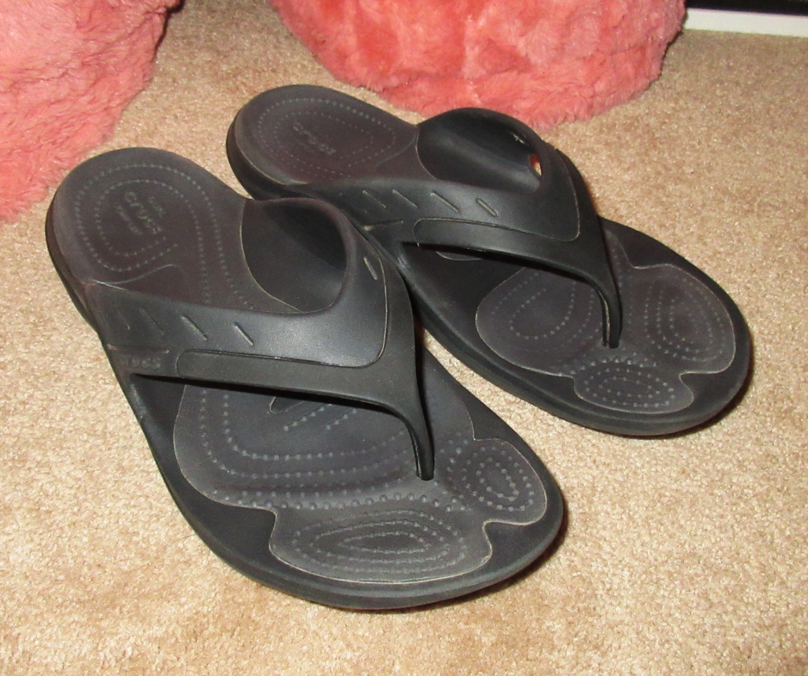 Crocs Dual Comfort Modi Sport Slip On Thong Flip Flops Sandals Black W 9 M 7