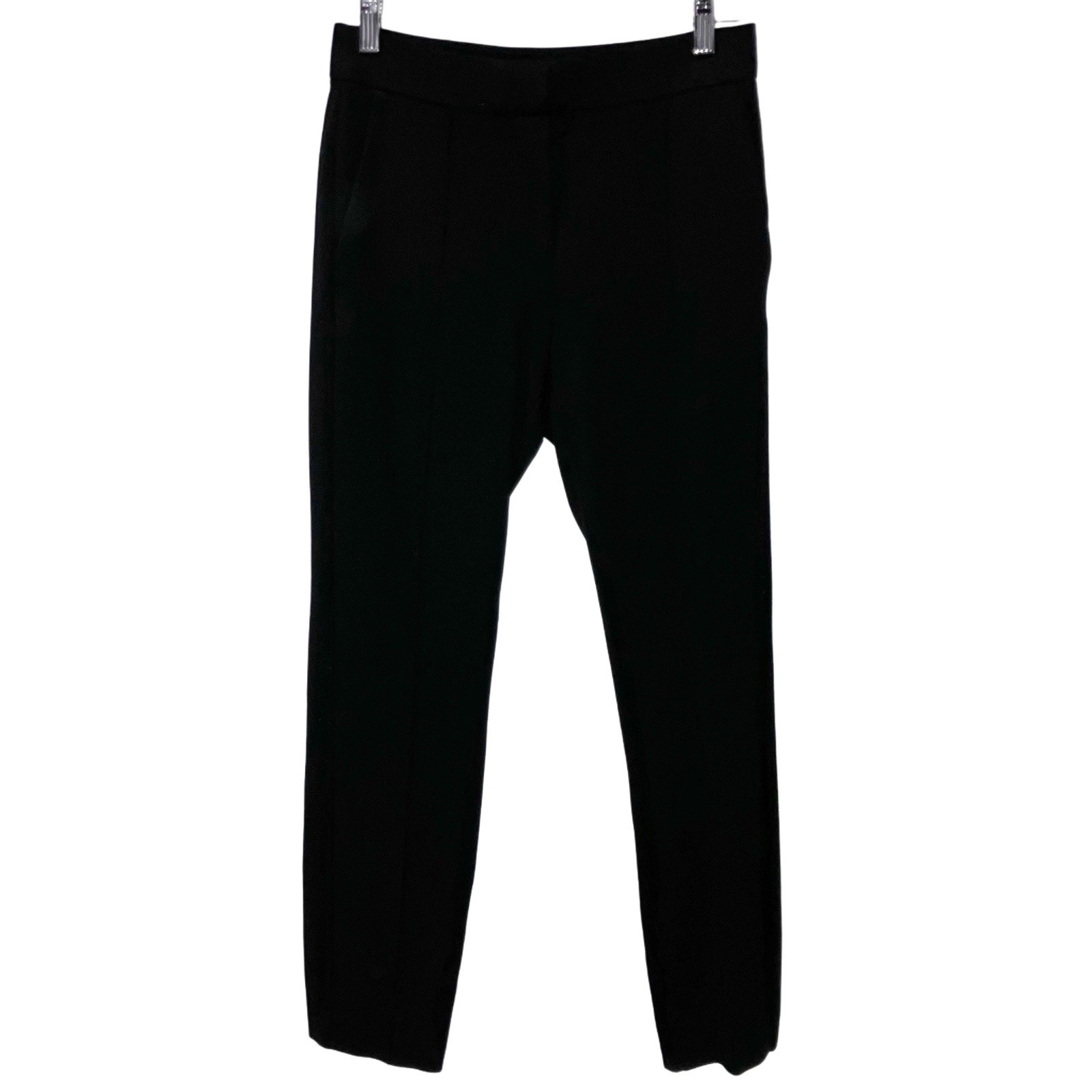 J. Crew Mario Bellucci Italian Cropped Ankle Pants Black Front Leg Seam Sz 2