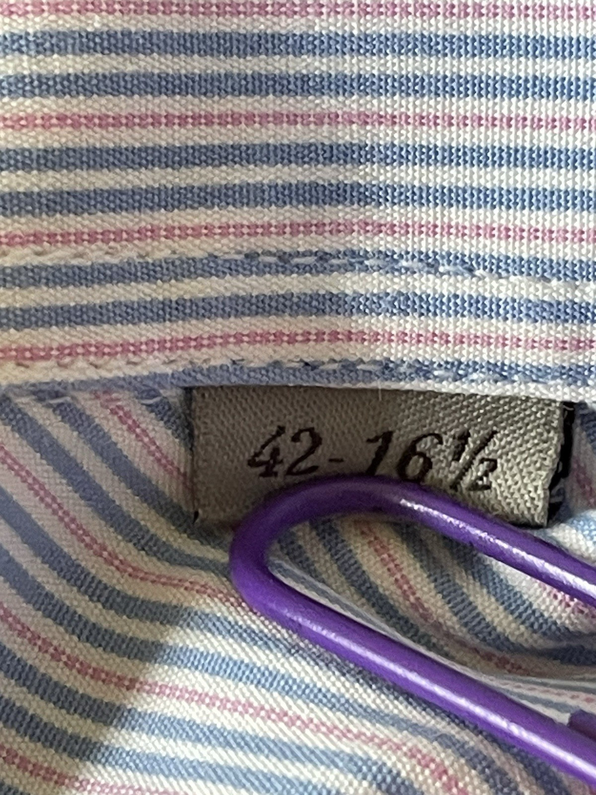 Canali Men’s Size 42X16.5 Blue Bold Stripe Spread Collar Dress Shirt