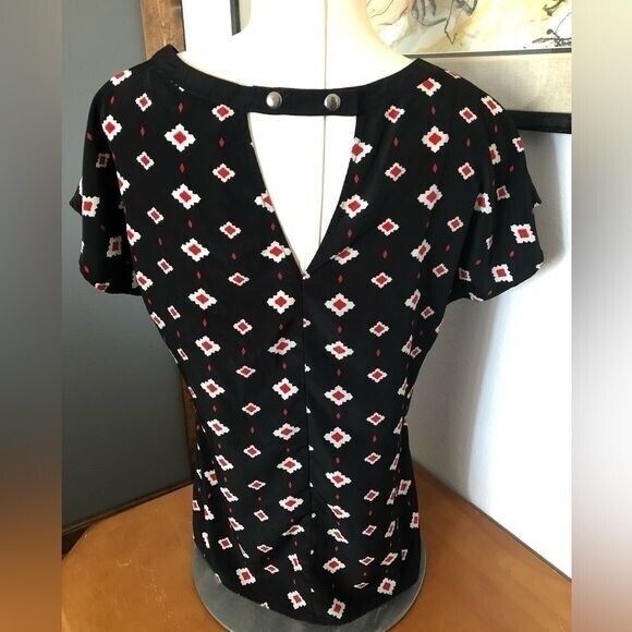 Pleione Black Patterned Blouse